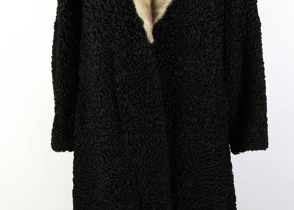 Vintage Persian Lamb Wool Coat with Mink Fur Collar