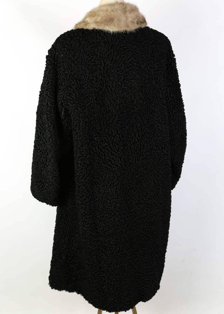 Vintage Persian Lamb Wool Coat with Mink Fur Collar