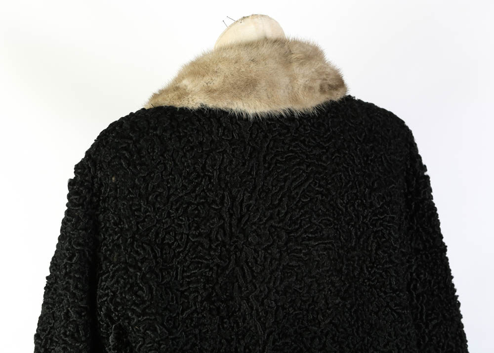 Vintage Persian Lamb Wool Coat with Mink Fur Collar