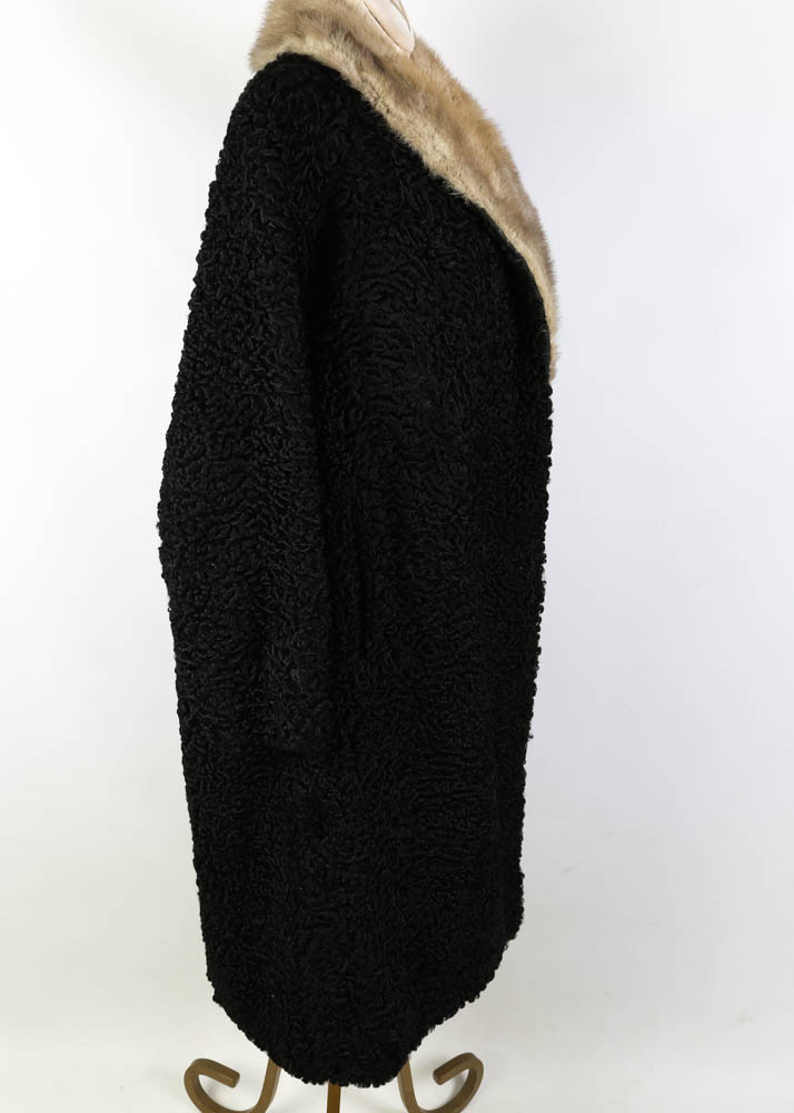 Vintage Persian Lamb Wool Coat with Mink Fur Collar