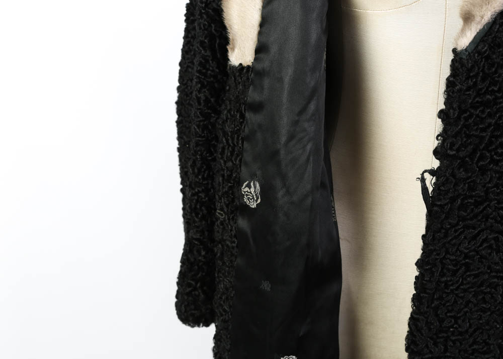 Vintage Persian Lamb Wool Coat with Mink Fur Collar