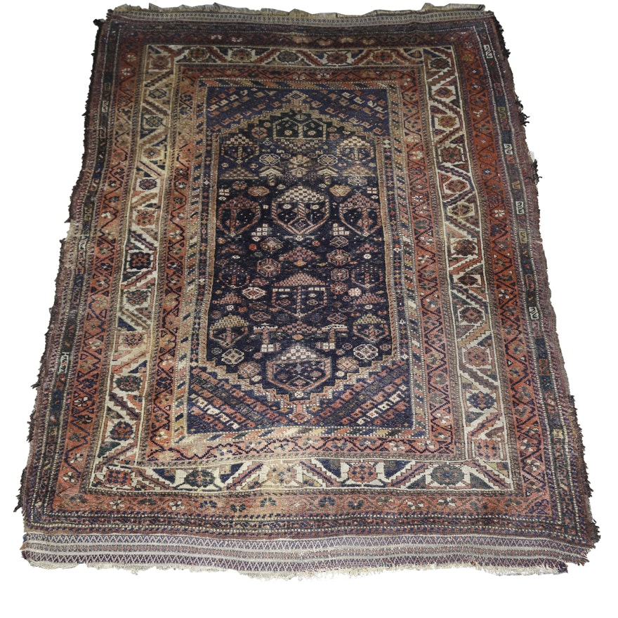 Hand-Knotted Semi-Antique Afshar Wool Area Rug