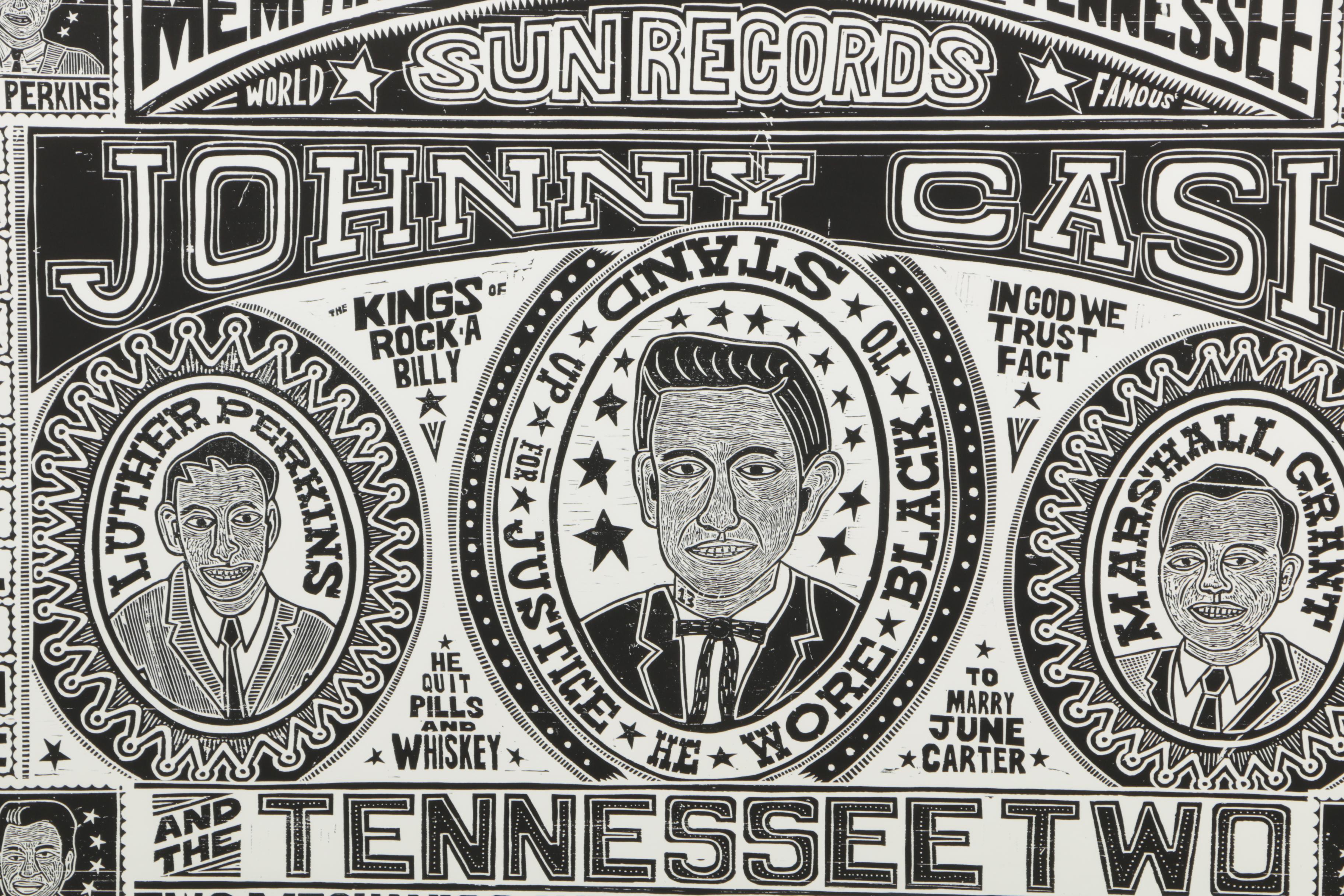 YeeHaw Letterpress Limited Edition Woodblock "Johnny Cash and the Tennessee Two"