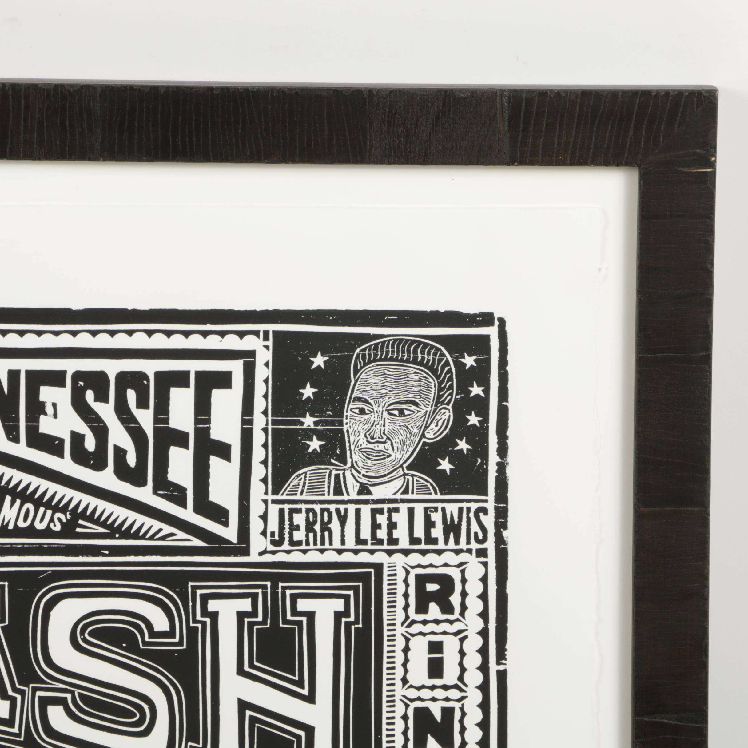YeeHaw Letterpress Limited Edition Woodblock "Johnny Cash and the Tennessee Two"