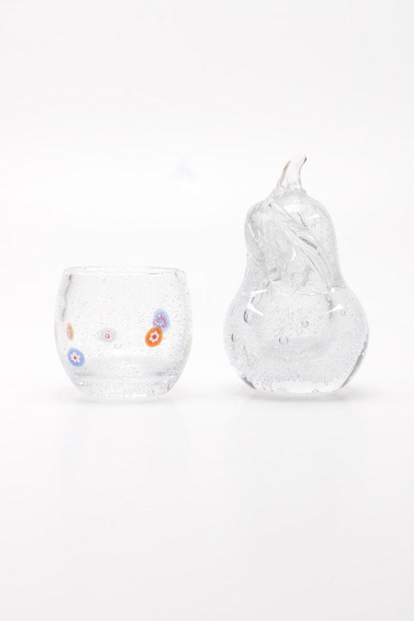 Art Glass Pear Figurine and Vase