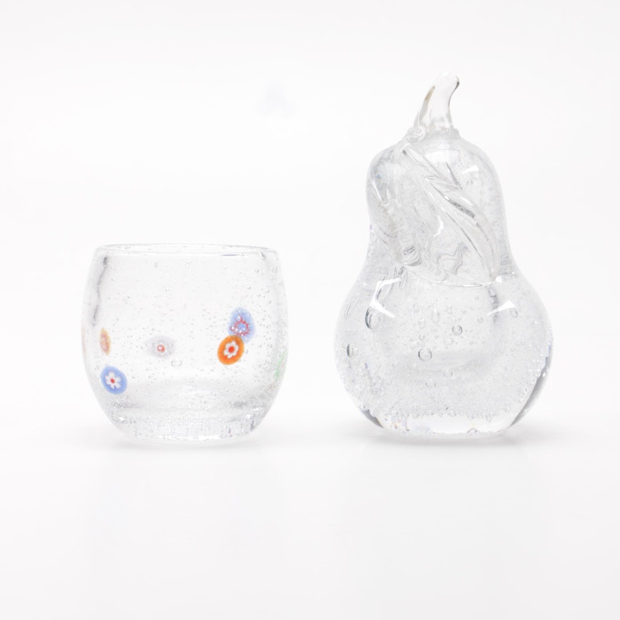 Art Glass Pear Figurine and Vase