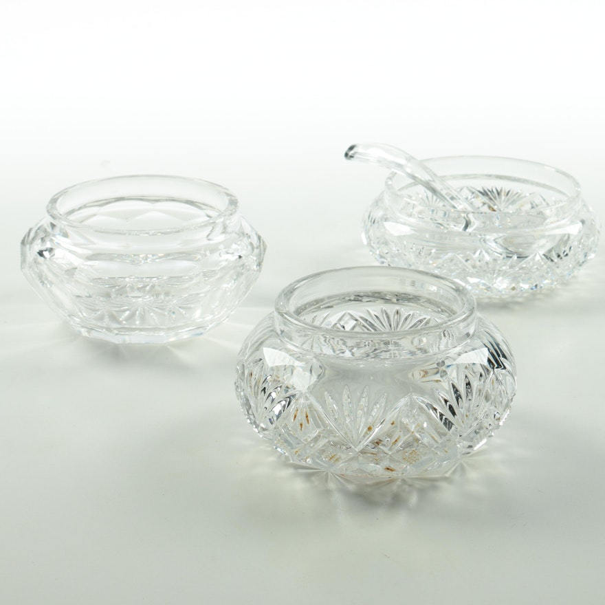 Cut Glass Finger Bowls and Glass Spoon