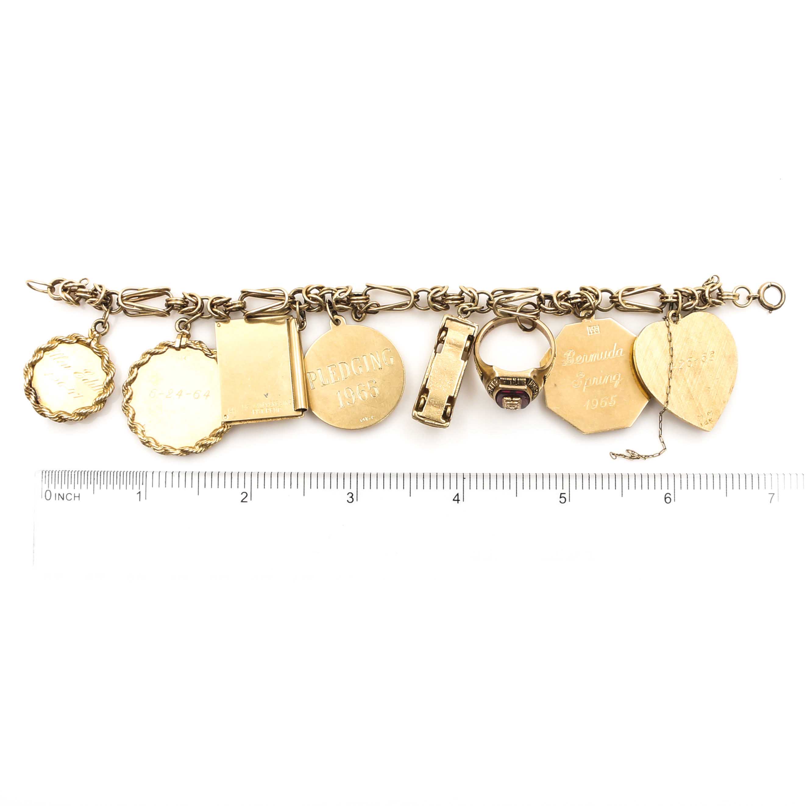 14K Yellow Gold Gemstone Charm Bracelet