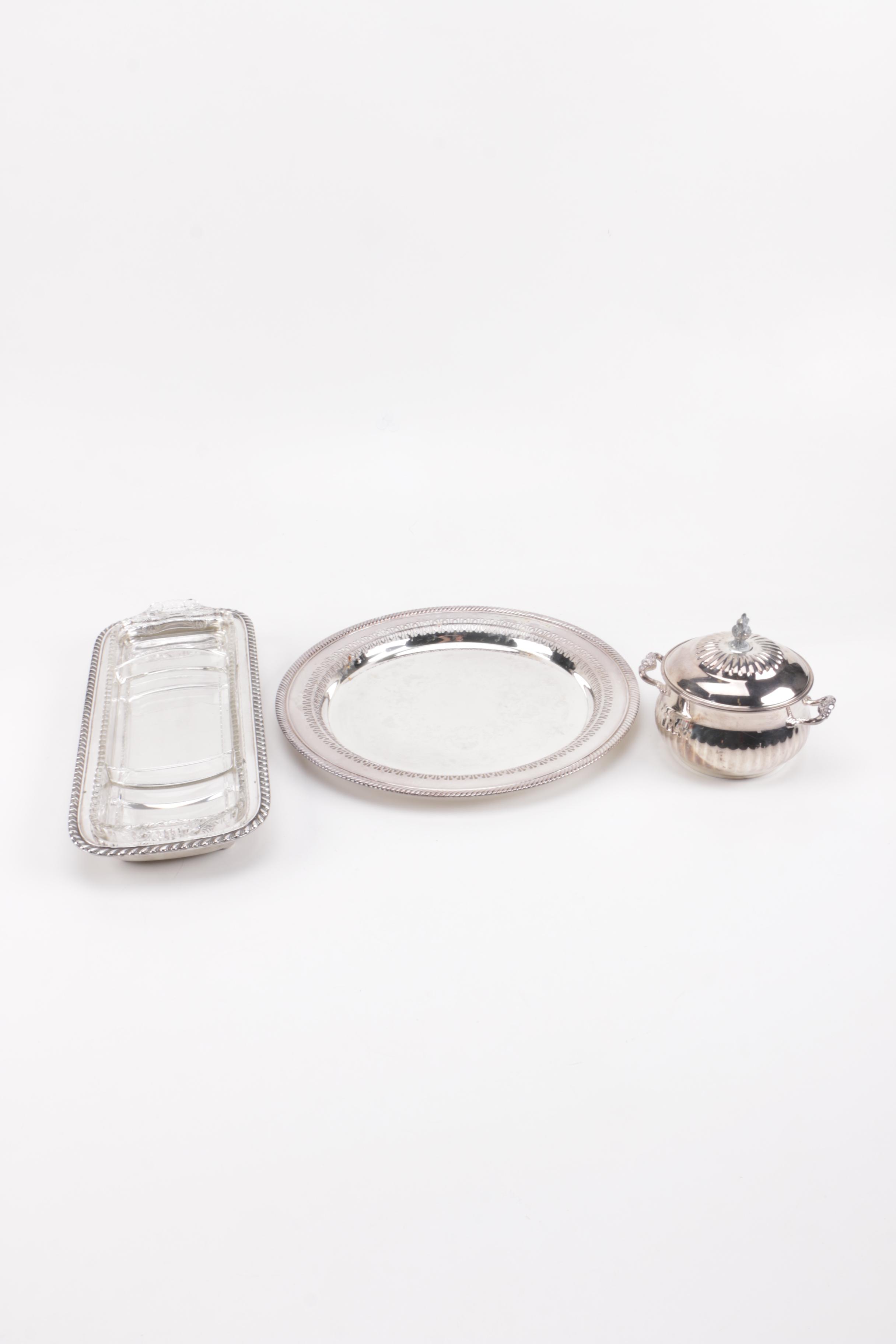 Wm. Rogers Silver Plate Tray and Additional Silver Plate Serveware