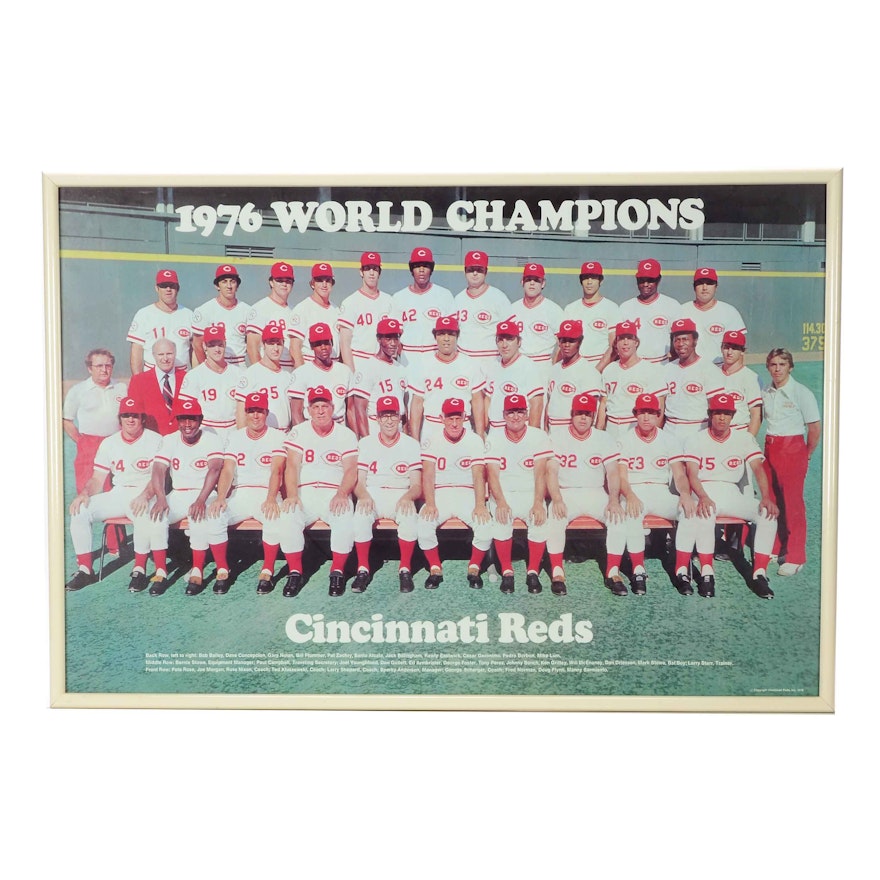 1976 Cincinnati Reds "World Champions" Team Framed Poster