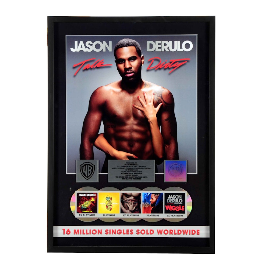 Jason Derulo Framed Platinum Record Display
