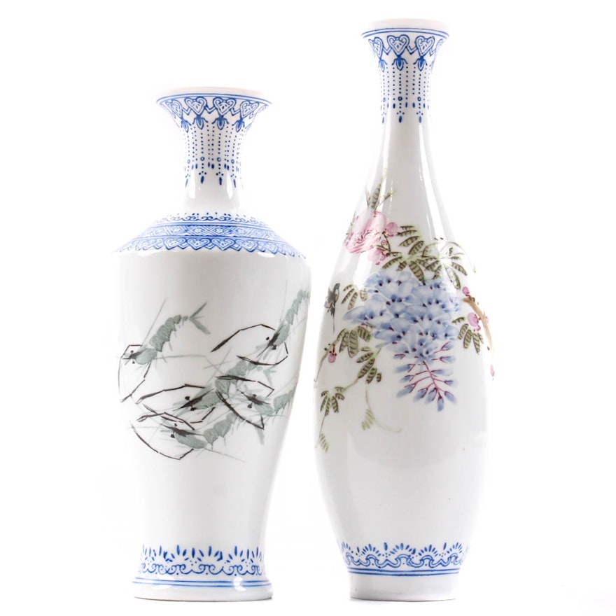 Chinese Eggshell Porcelain Bud Vases