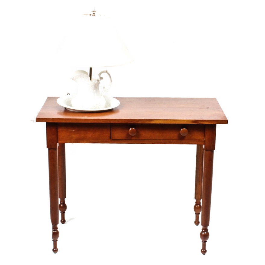 Wooden Washstand and Lamp