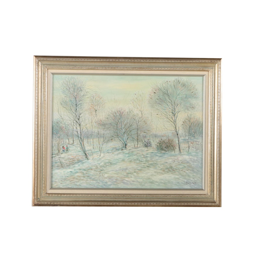 Lancaster Oil Painting on Canvas of Winter Scene