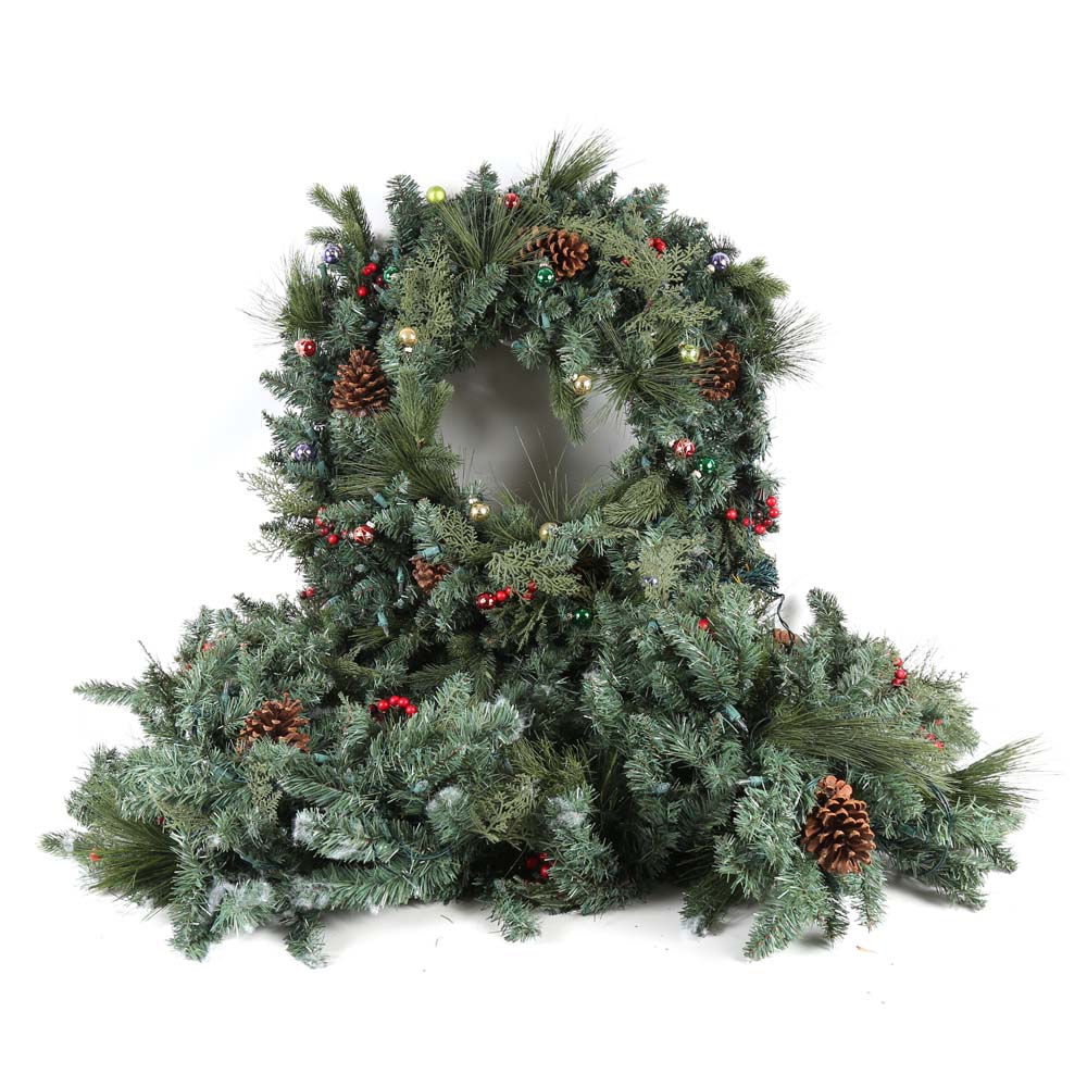 Frontgate Lighted Wreath and Garland