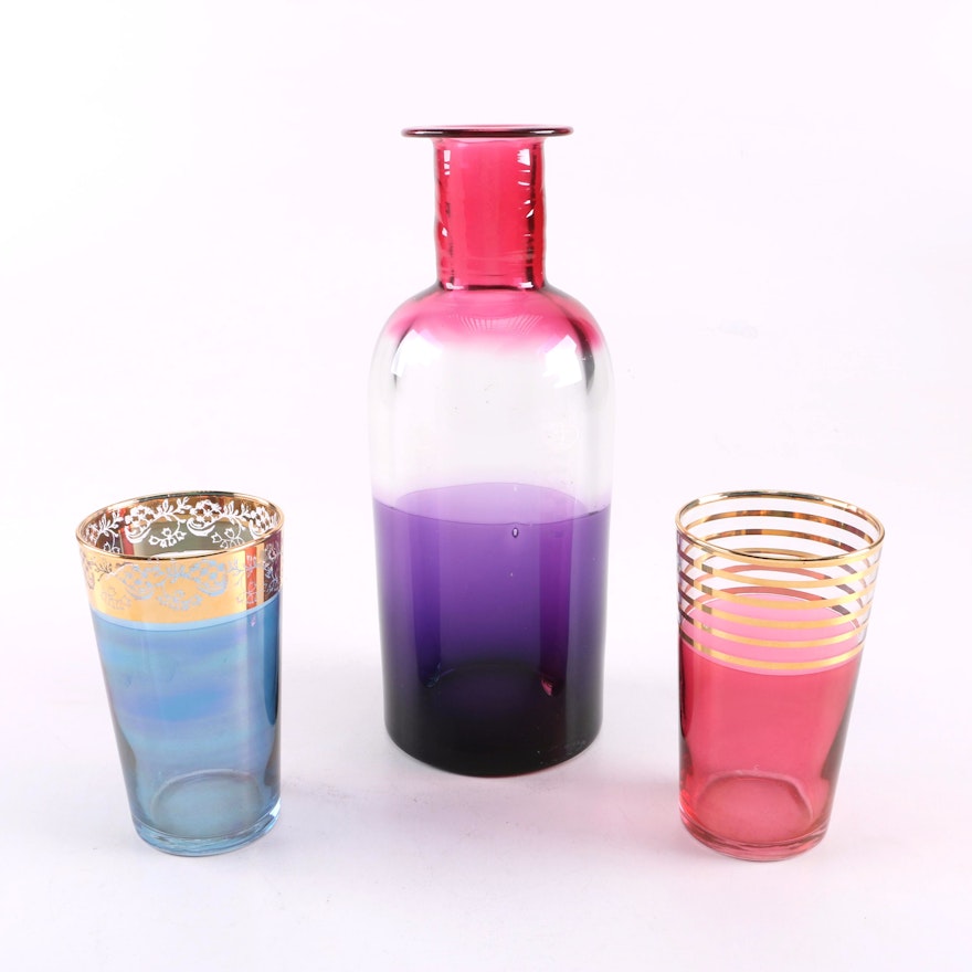 Modern Glass Decanter and Glassware