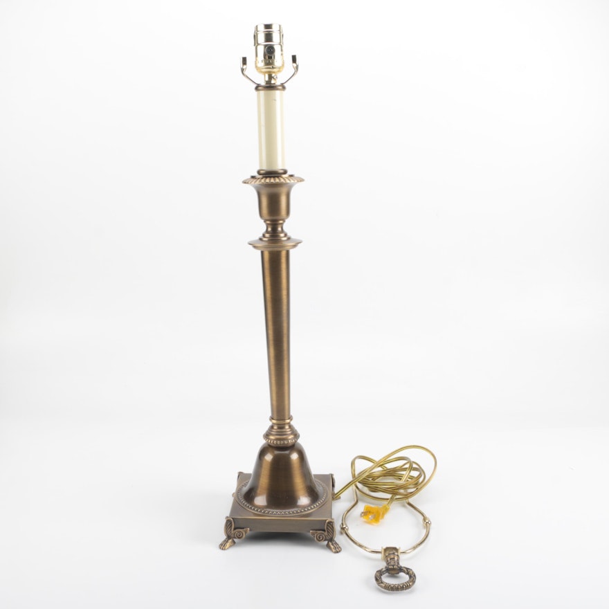 Brass Tone Tapered Candlestick Lamp