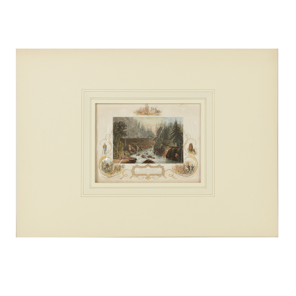 J & F Tallis Hand-Colored Engraving on Paper "The Erie Canal and the Little Falls on the River Mohawk"
