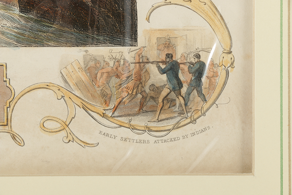 J & F Tallis Hand-Colored Engraving on Paper "The Erie Canal and the Little Falls on the River Mohawk"