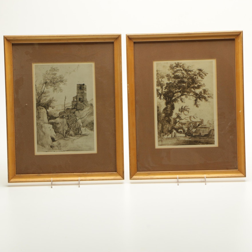 Two Offset Lithographs of Architectural Scenes