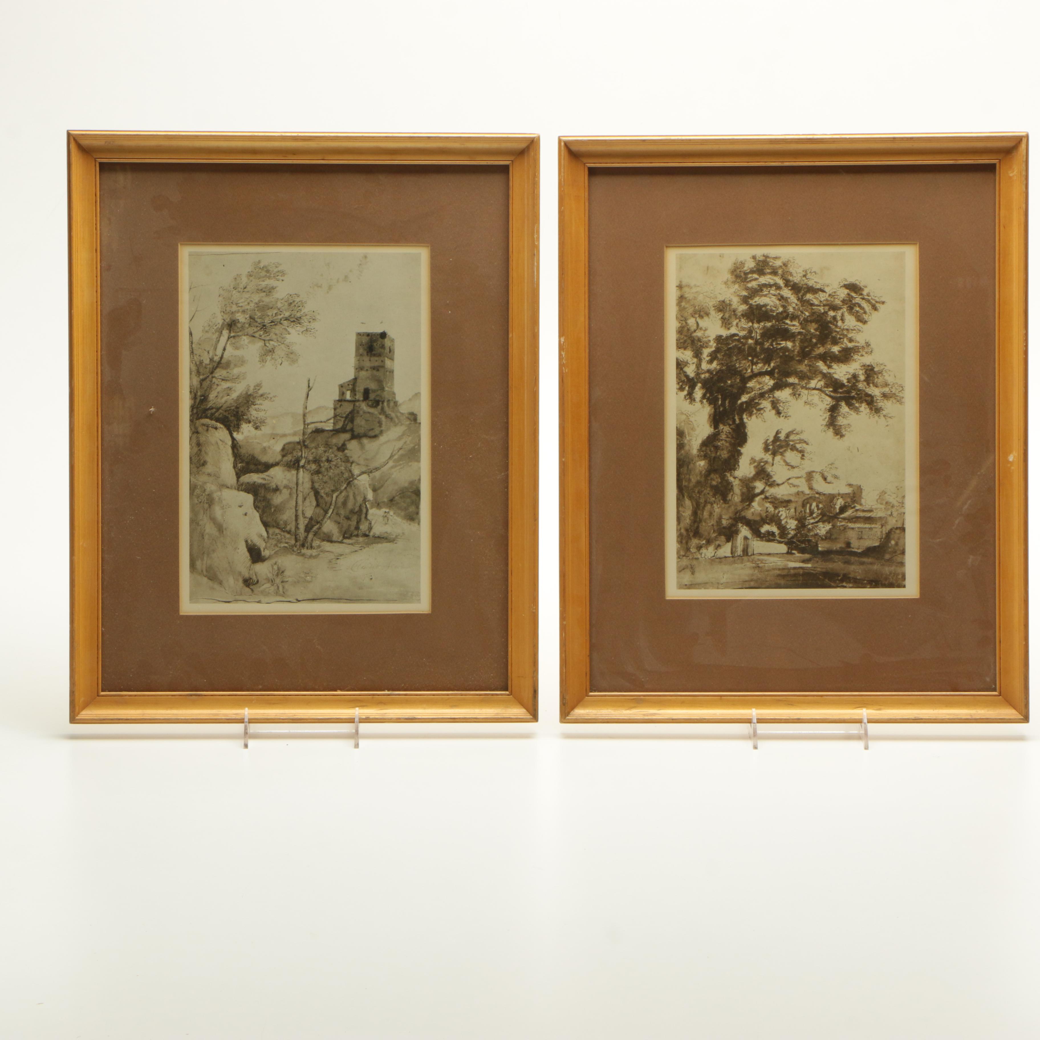 Two Offset Lithographs of Architectural Scenes