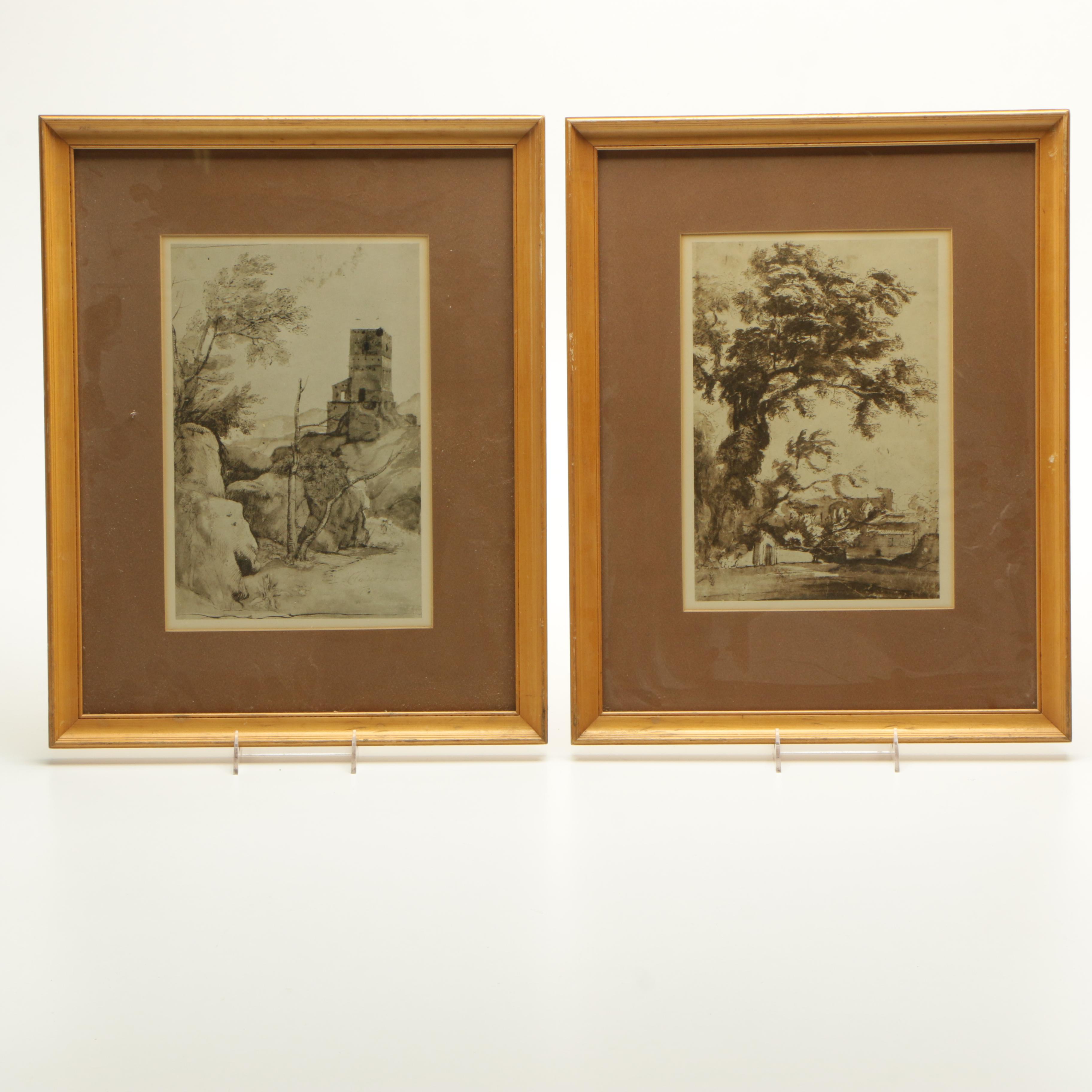 Two Offset Lithographs of Architectural Scenes