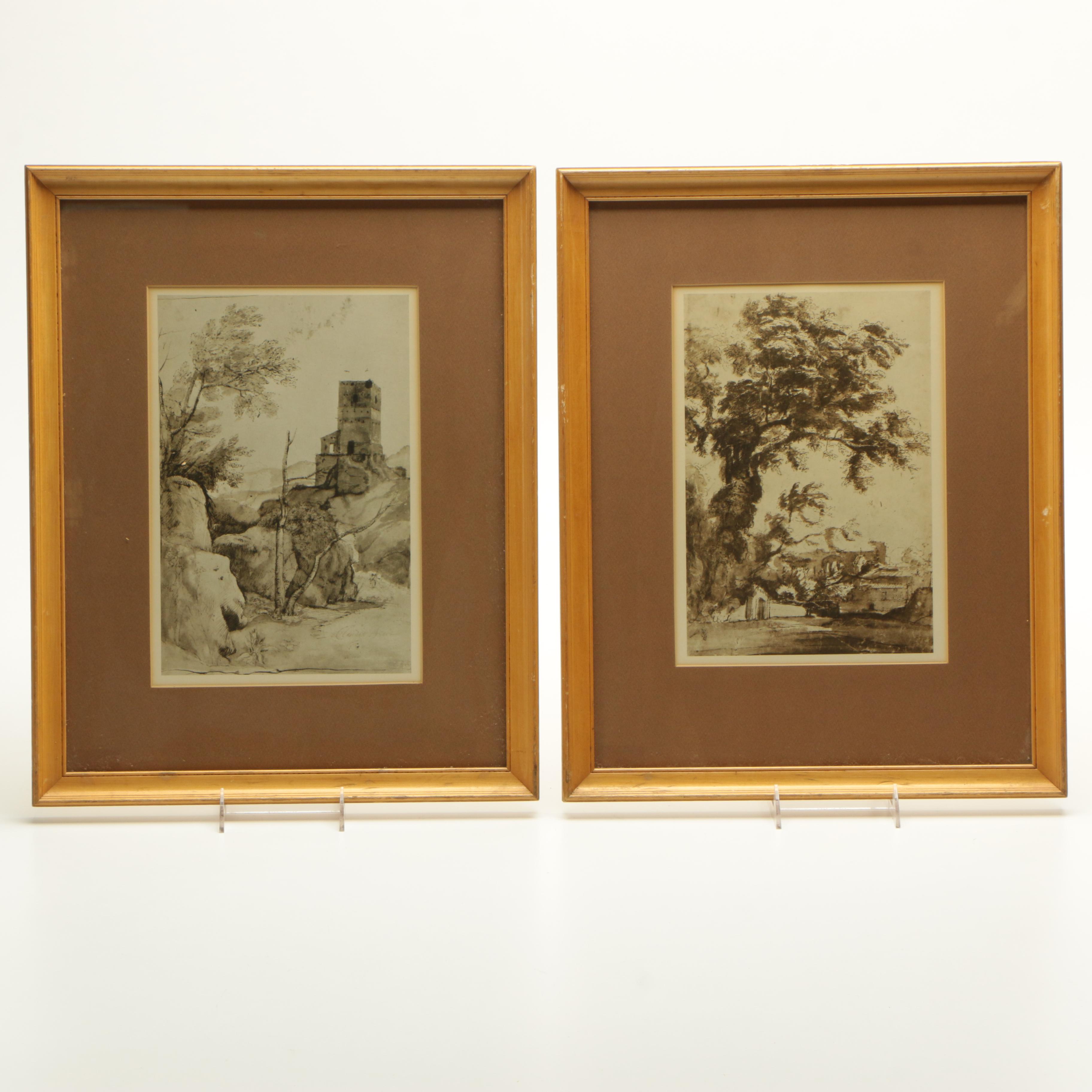 Two Offset Lithographs of Architectural Scenes