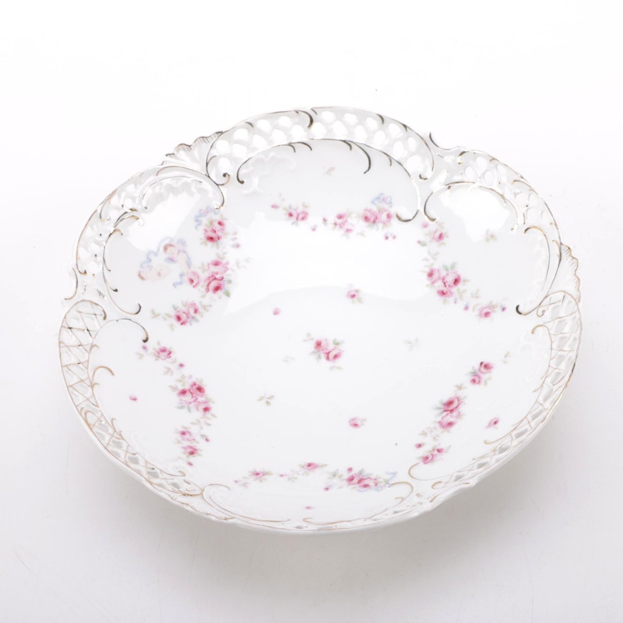 Decorative German Floral Porcelain Bowl