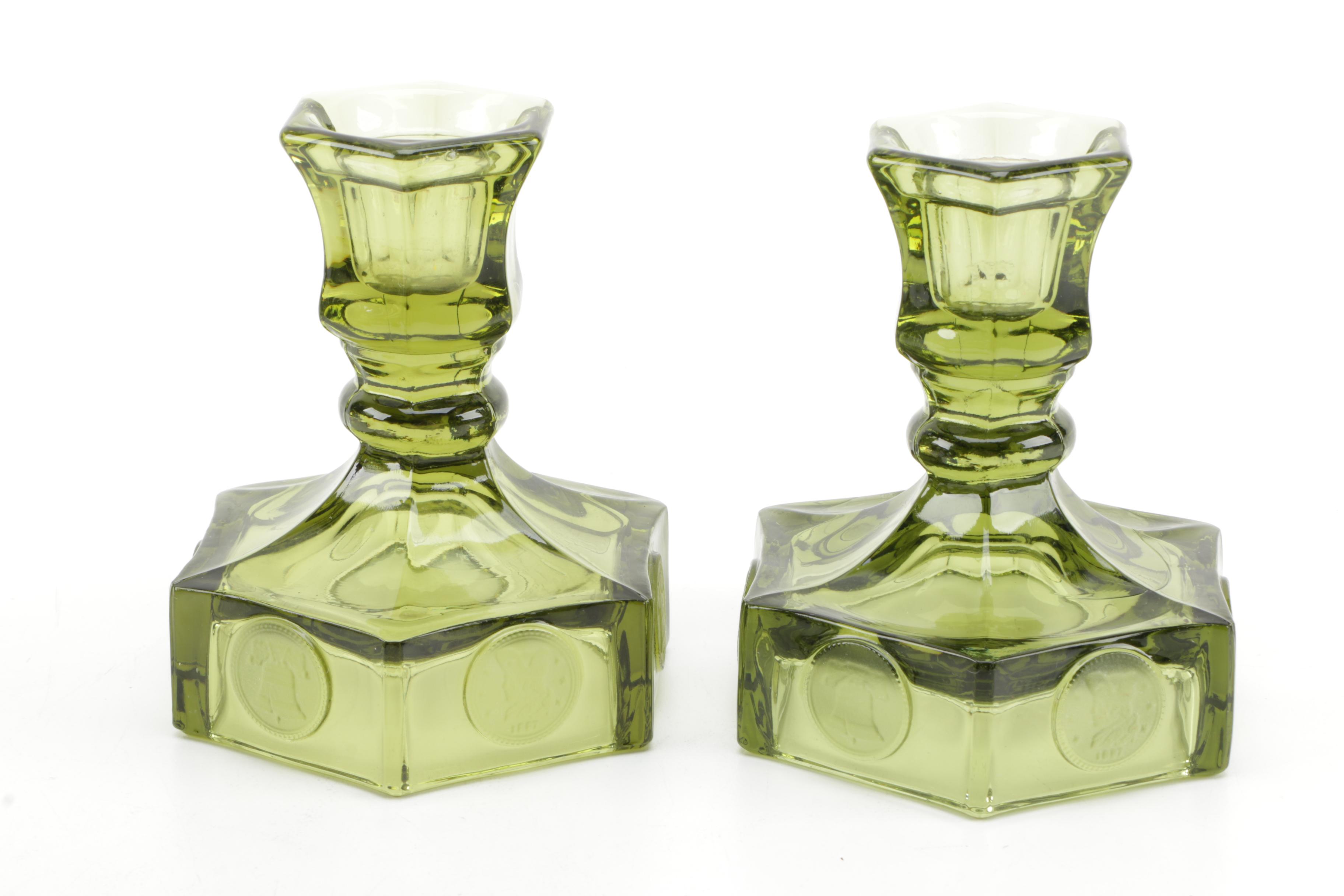 Vintage Fostoria  "Coin Glass Olive Green" Glassware