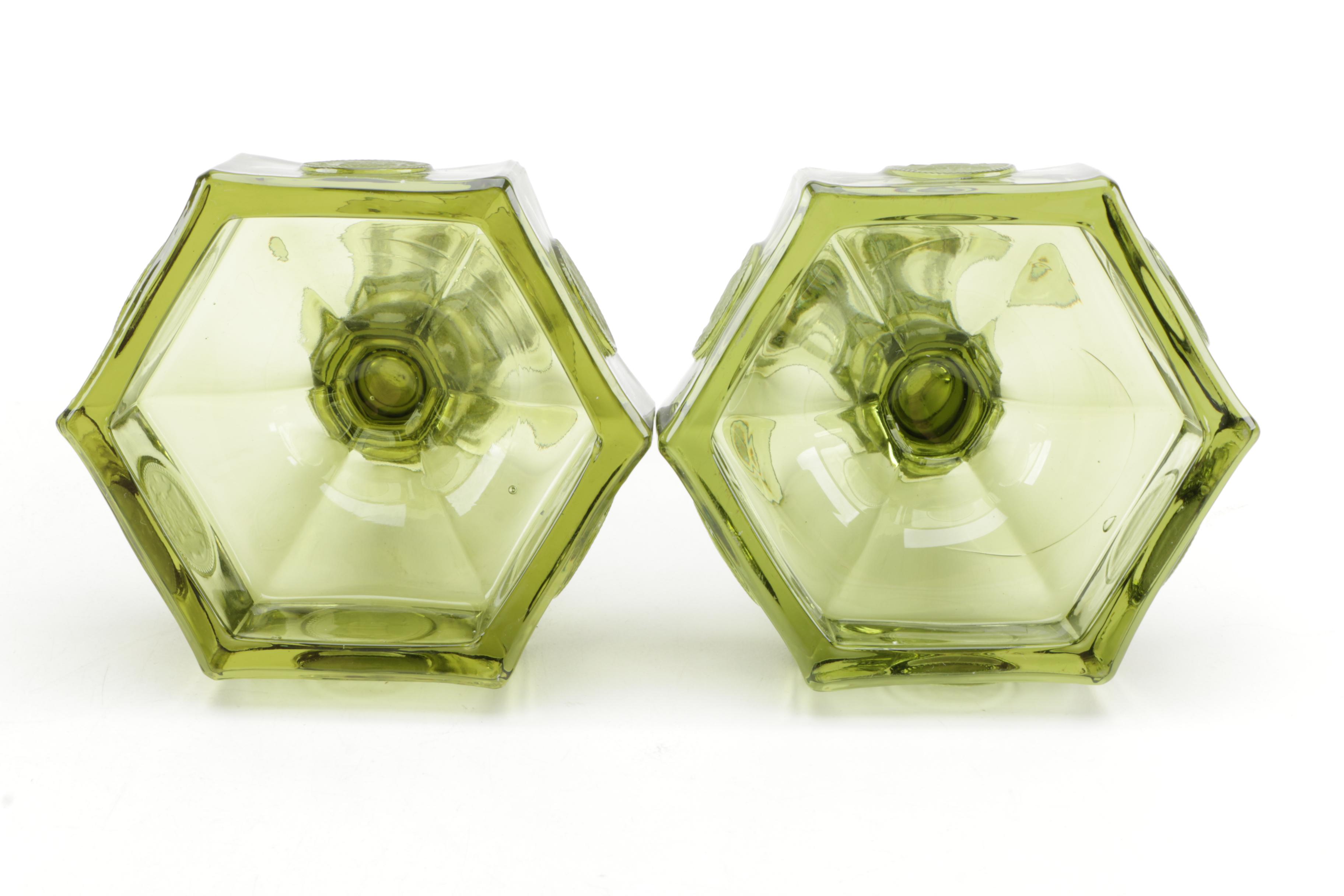 Vintage Fostoria  "Coin Glass Olive Green" Glassware