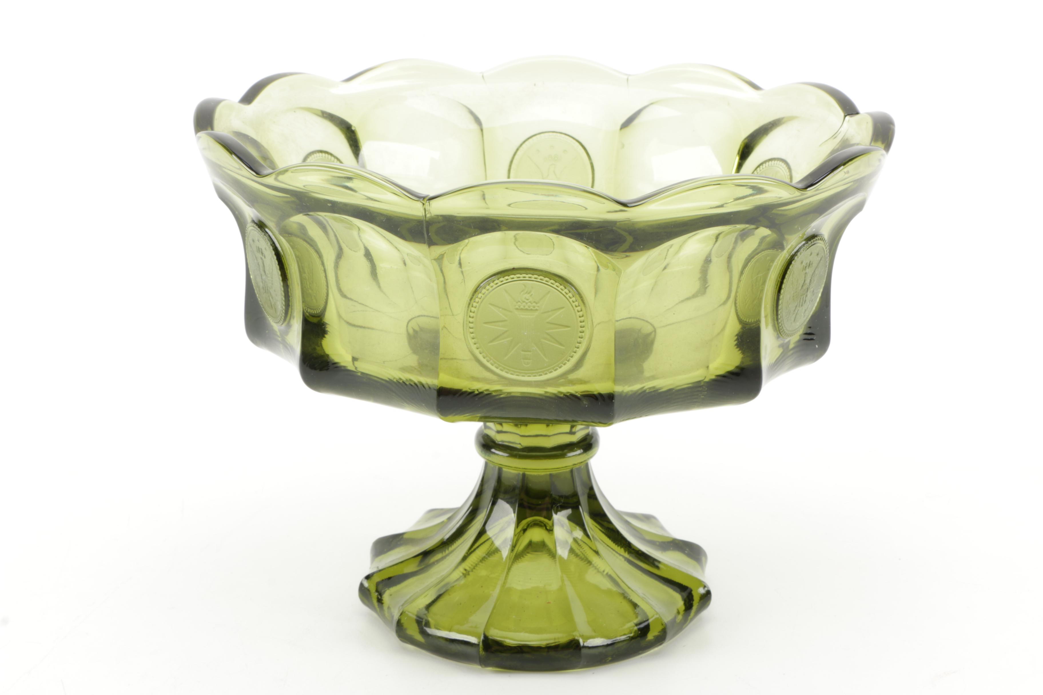 Vintage Fostoria  "Coin Glass Olive Green" Glassware