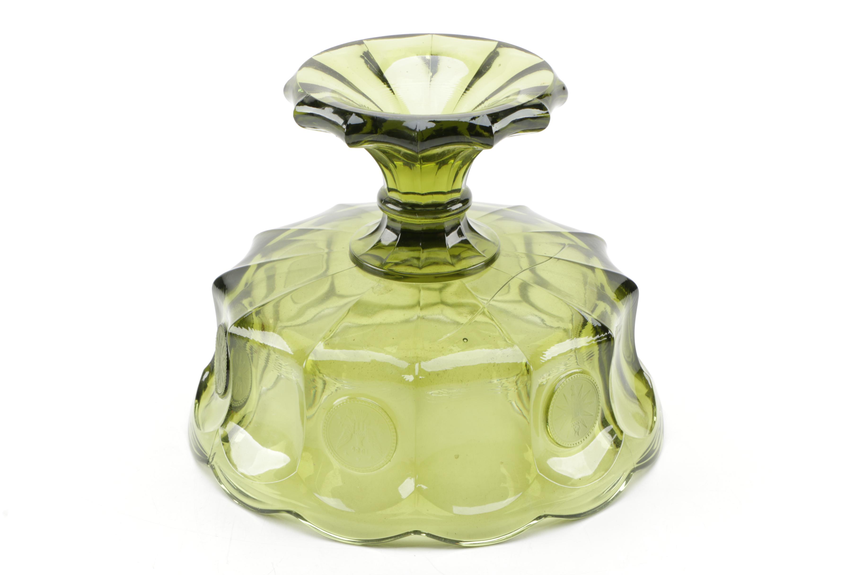 Vintage Fostoria  "Coin Glass Olive Green" Glassware