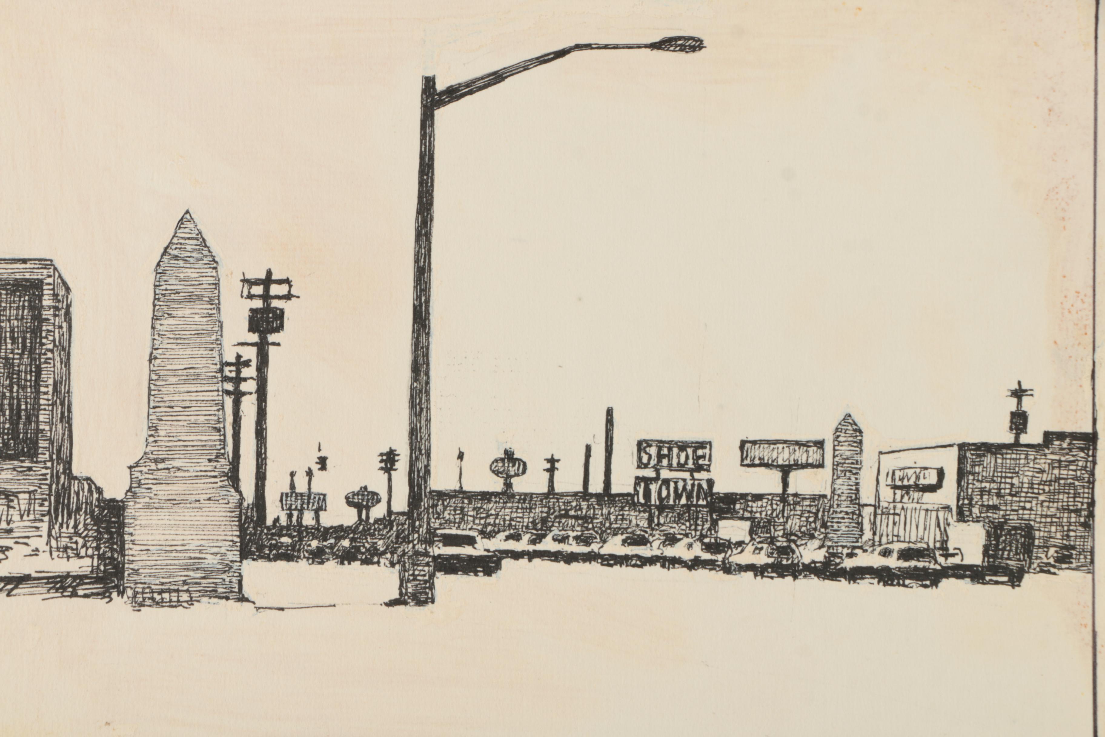 Hayward Cirker Ink and Gouache Illustrations of Outdoor Scenes