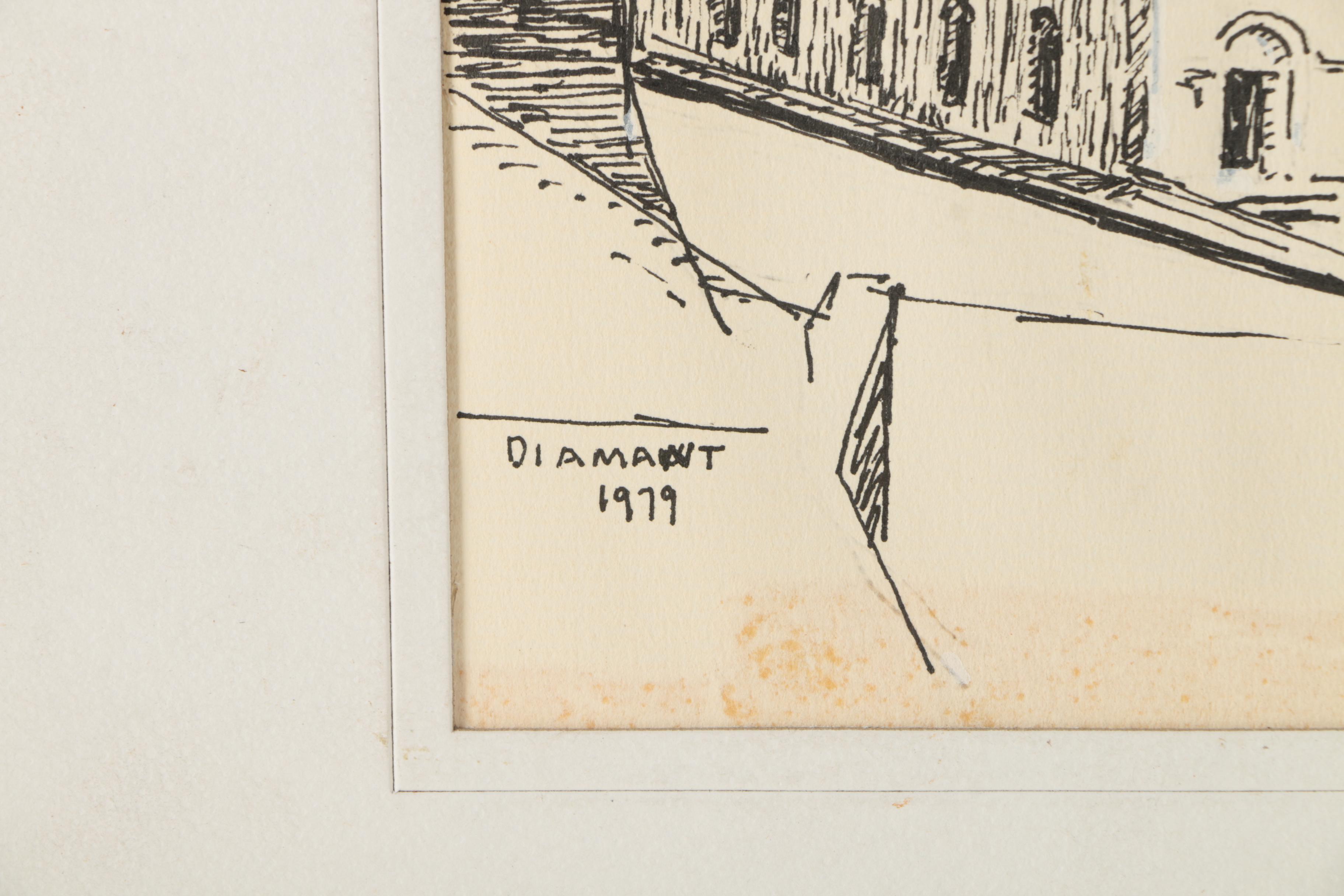 Hayward Cirker Ink and Gouache Illustrations of Outdoor Scenes