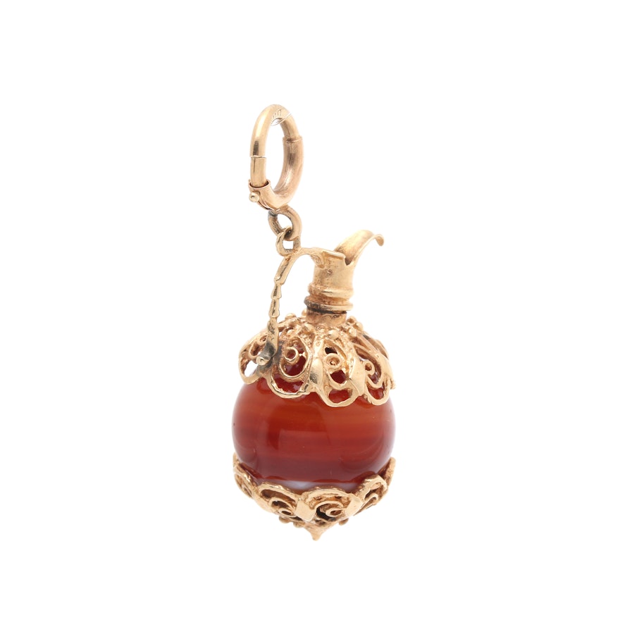 14K Yellow Gold Agate Urn Pendant/Charm