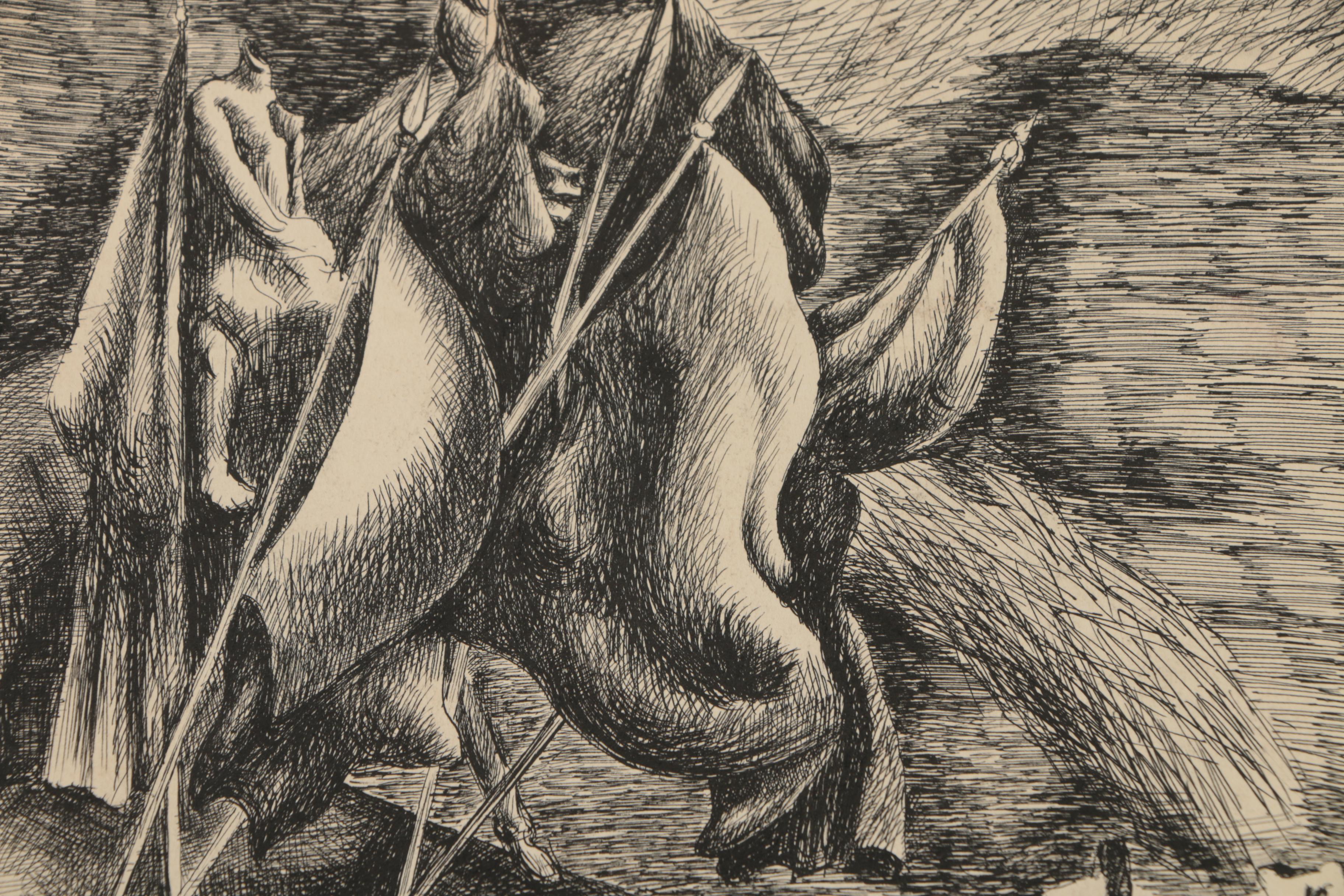 Collection of Ink and Graphite Drawings Featuring Henry C. Meyer