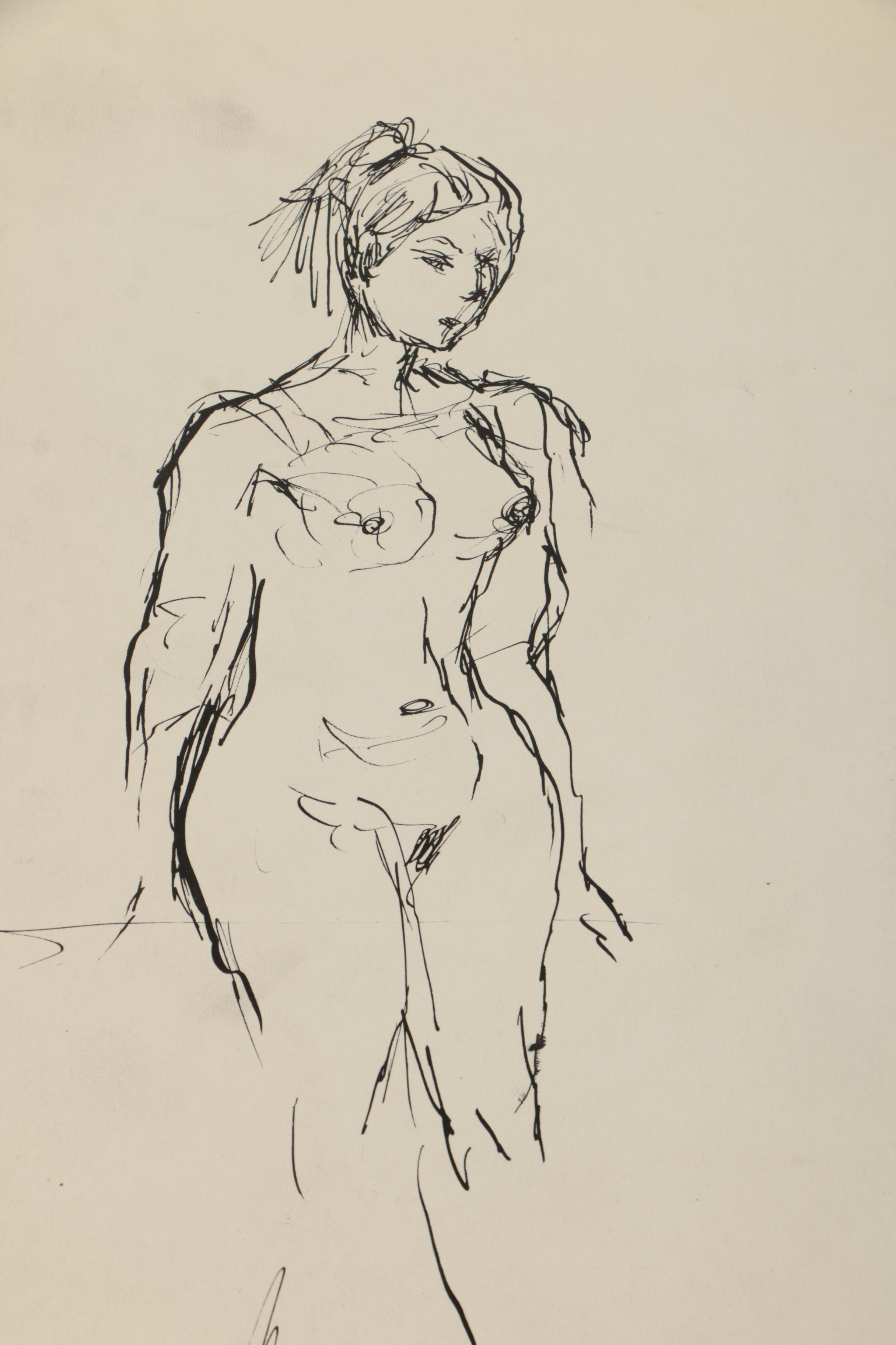 Collection of Ink and Graphite Drawings Featuring Henry C. Meyer