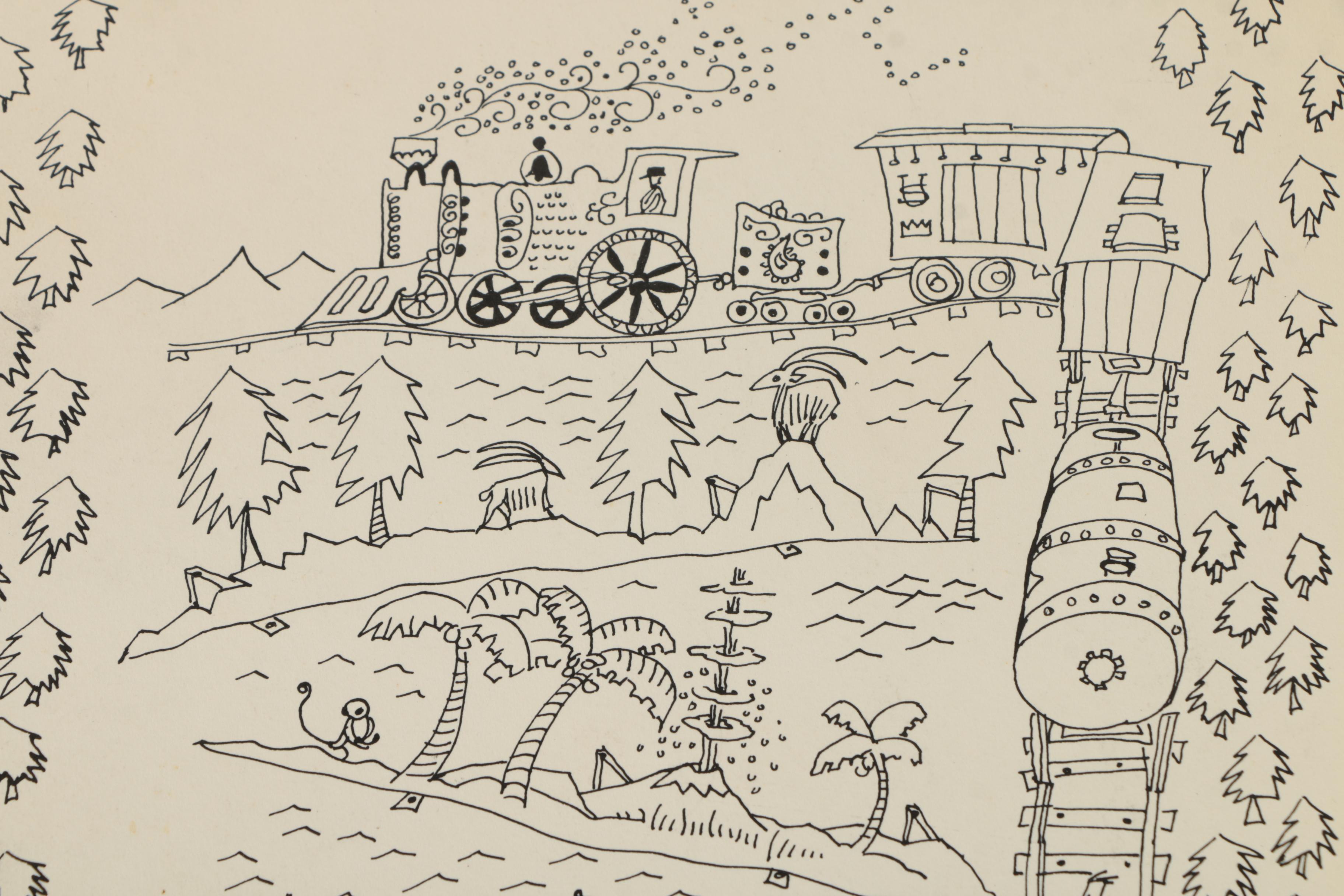 Collection of Ink and Graphite Drawings Featuring Henry C. Meyer