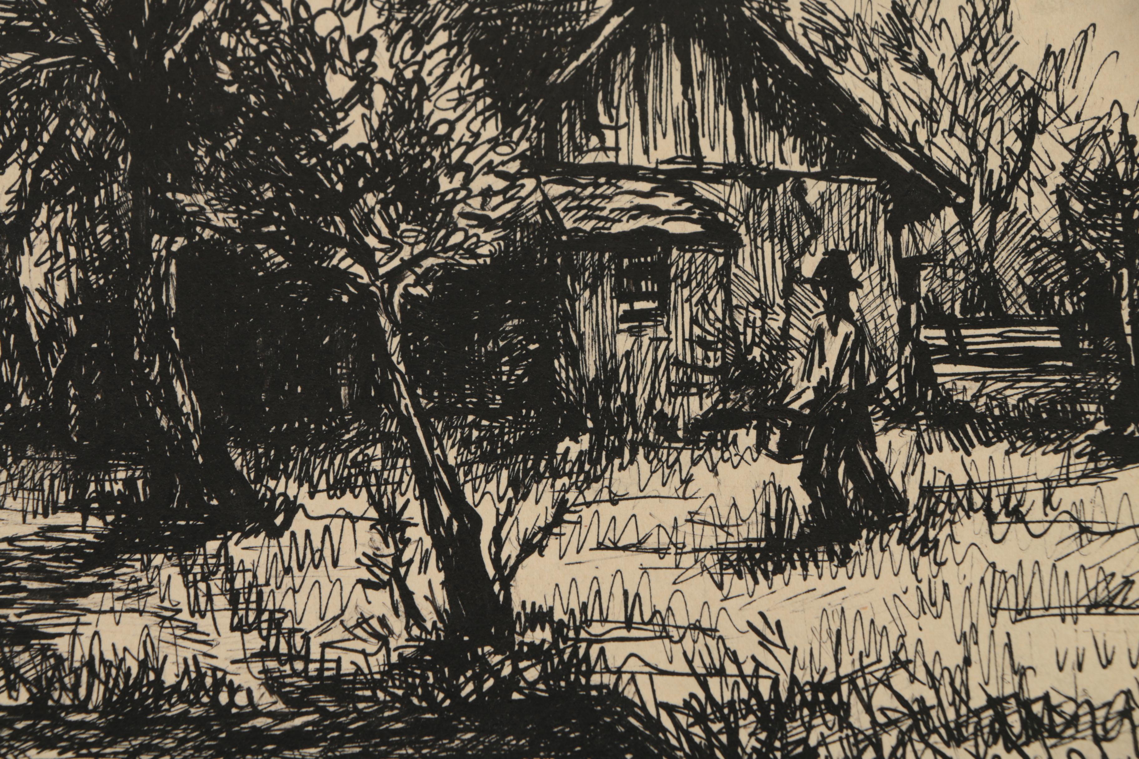 Collection of Ink and Graphite Drawings Featuring Henry C. Meyer