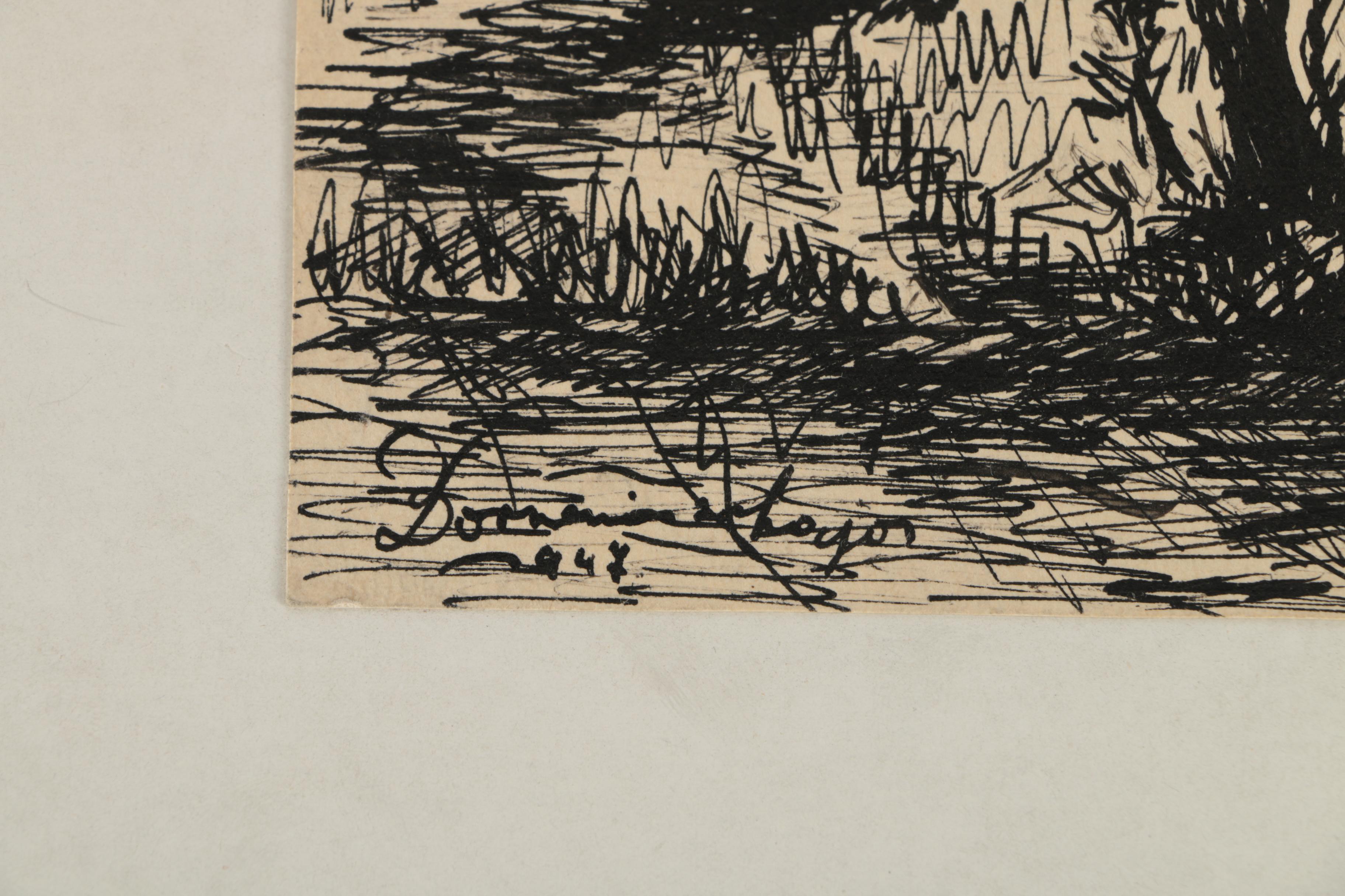 Collection of Ink and Graphite Drawings Featuring Henry C. Meyer