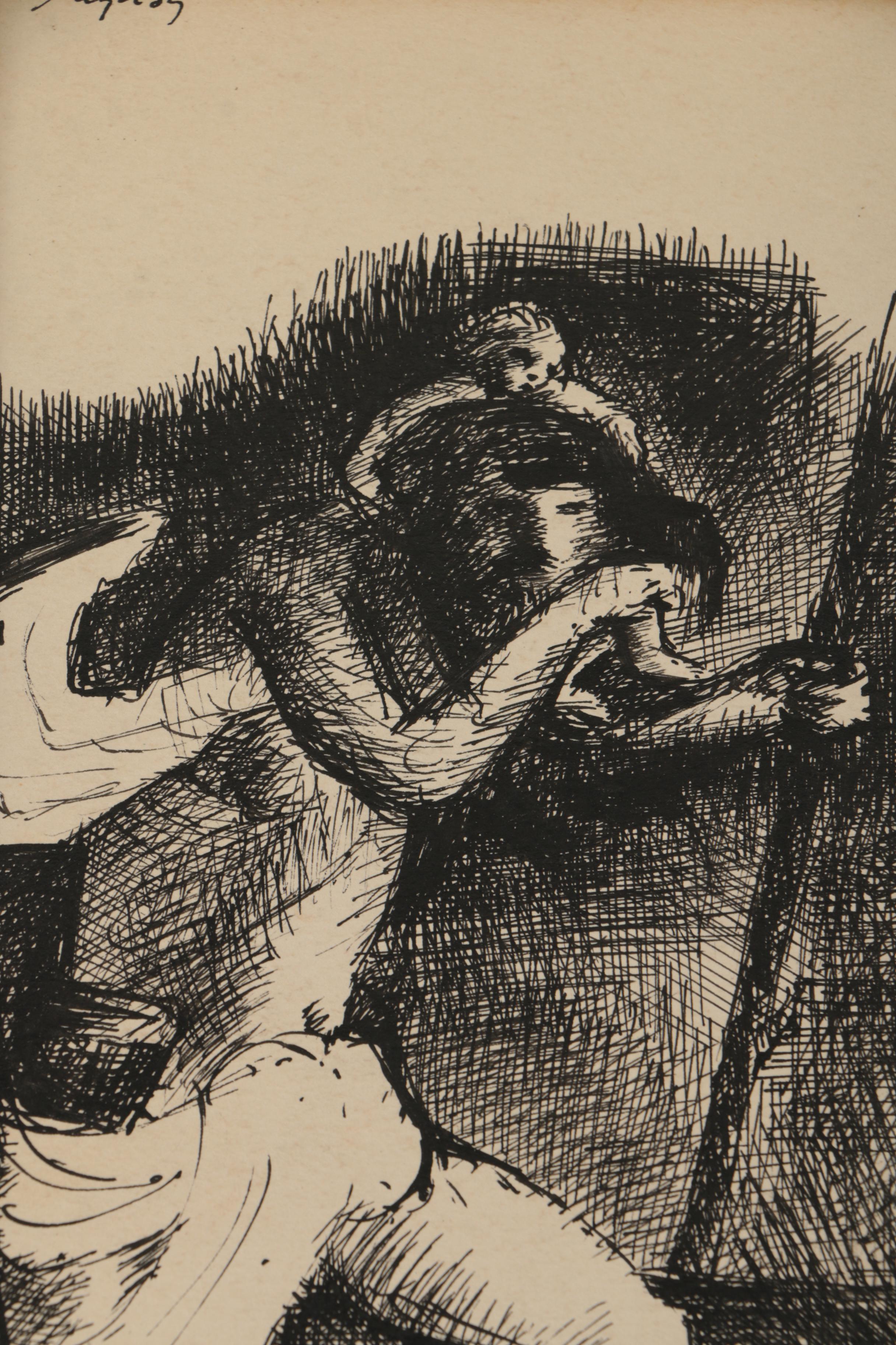 Collection of Ink and Graphite Drawings Featuring Henry C. Meyer