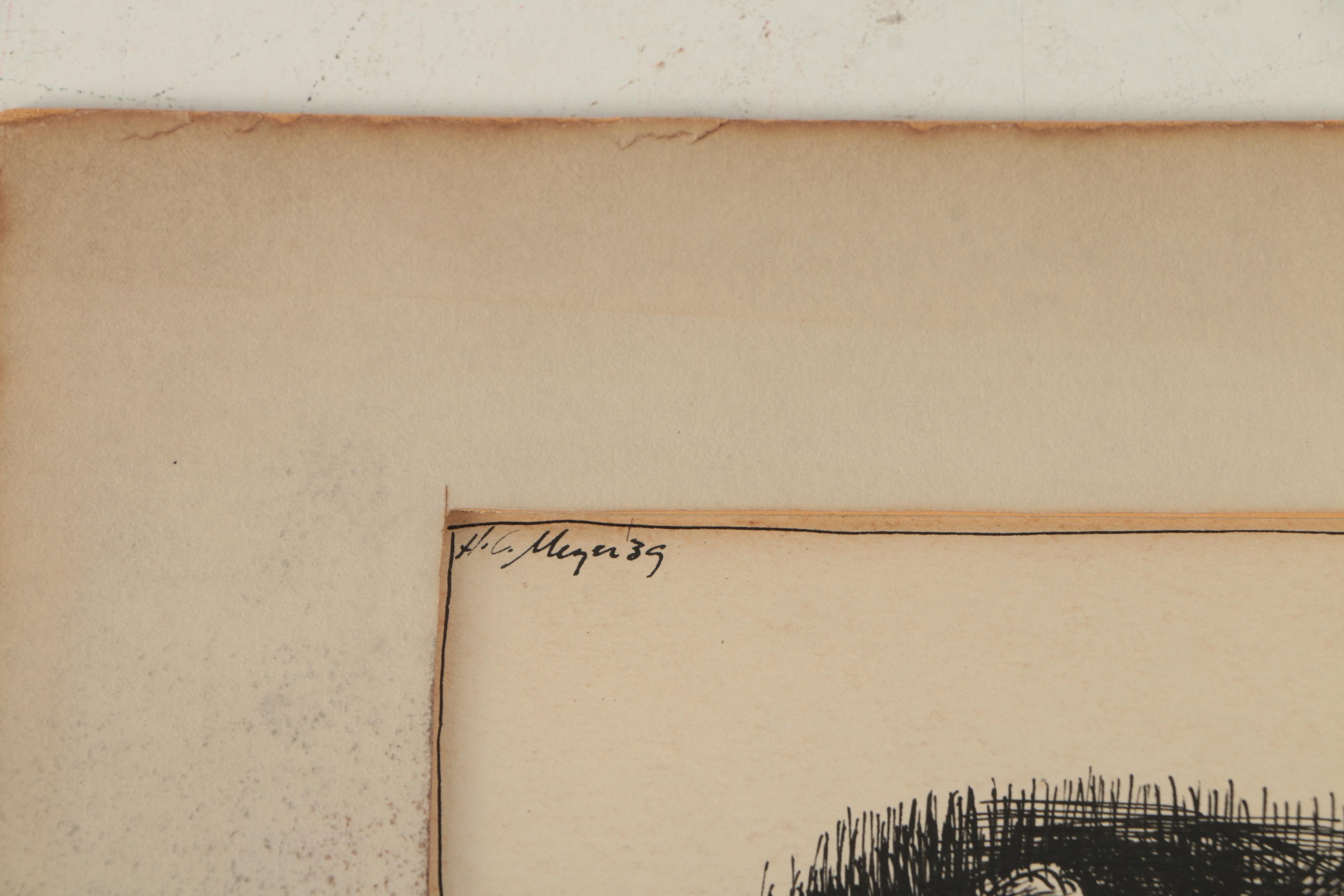 Collection of Ink and Graphite Drawings Featuring Henry C. Meyer