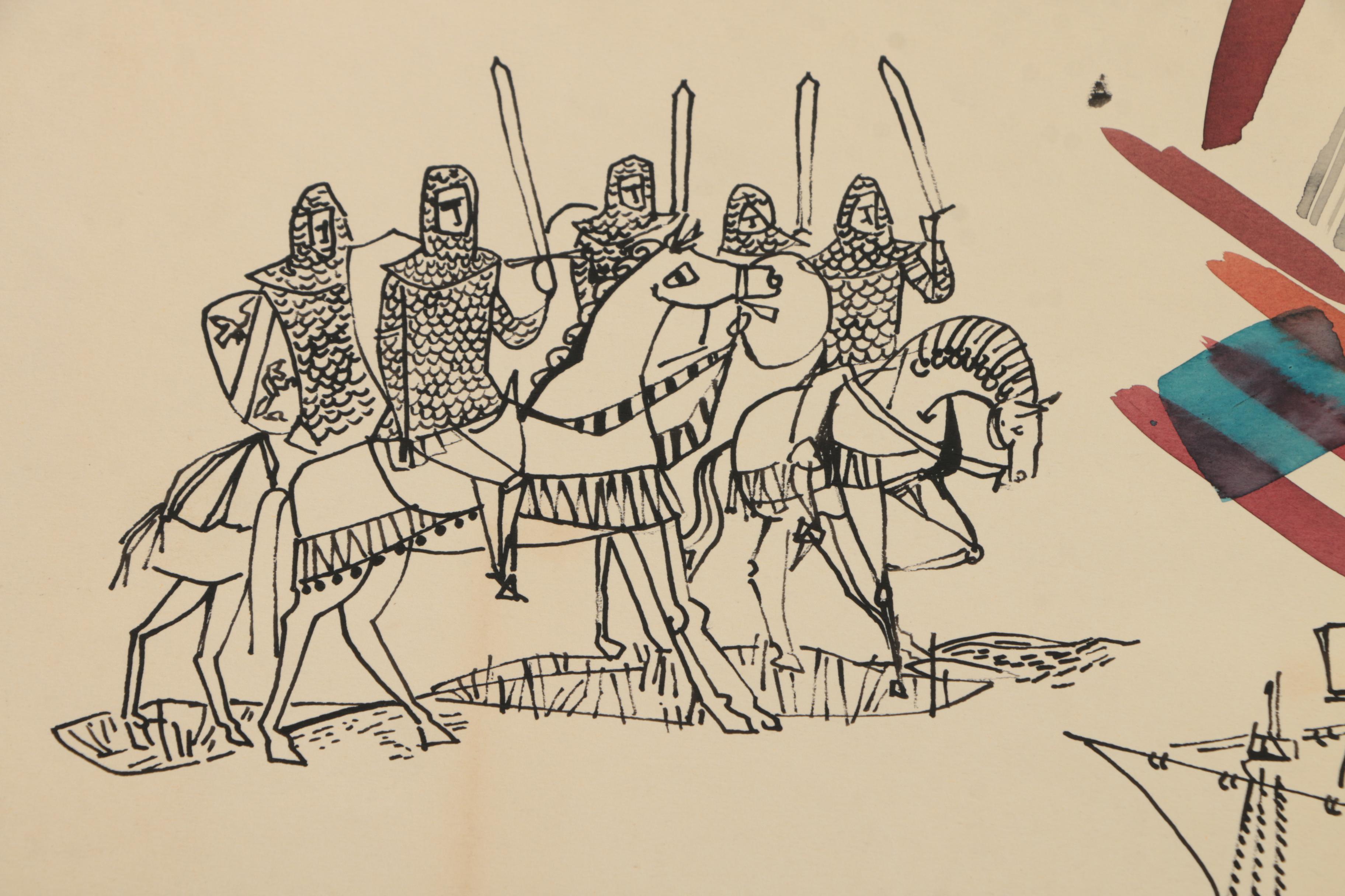 Collection of Ink and Graphite Drawings Featuring Henry C. Meyer