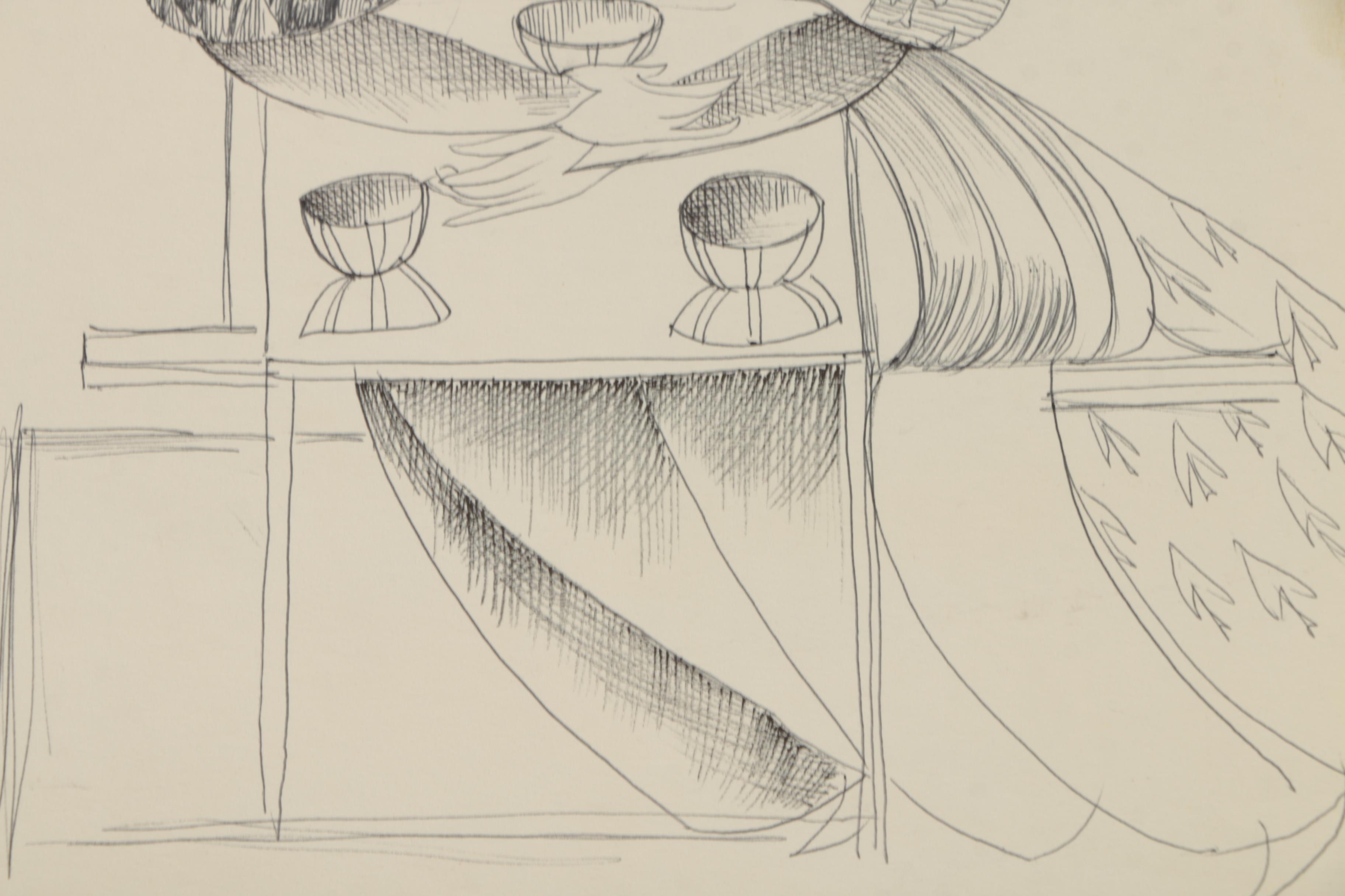 Collection of Ink and Graphite Drawings Featuring Henry C. Meyer