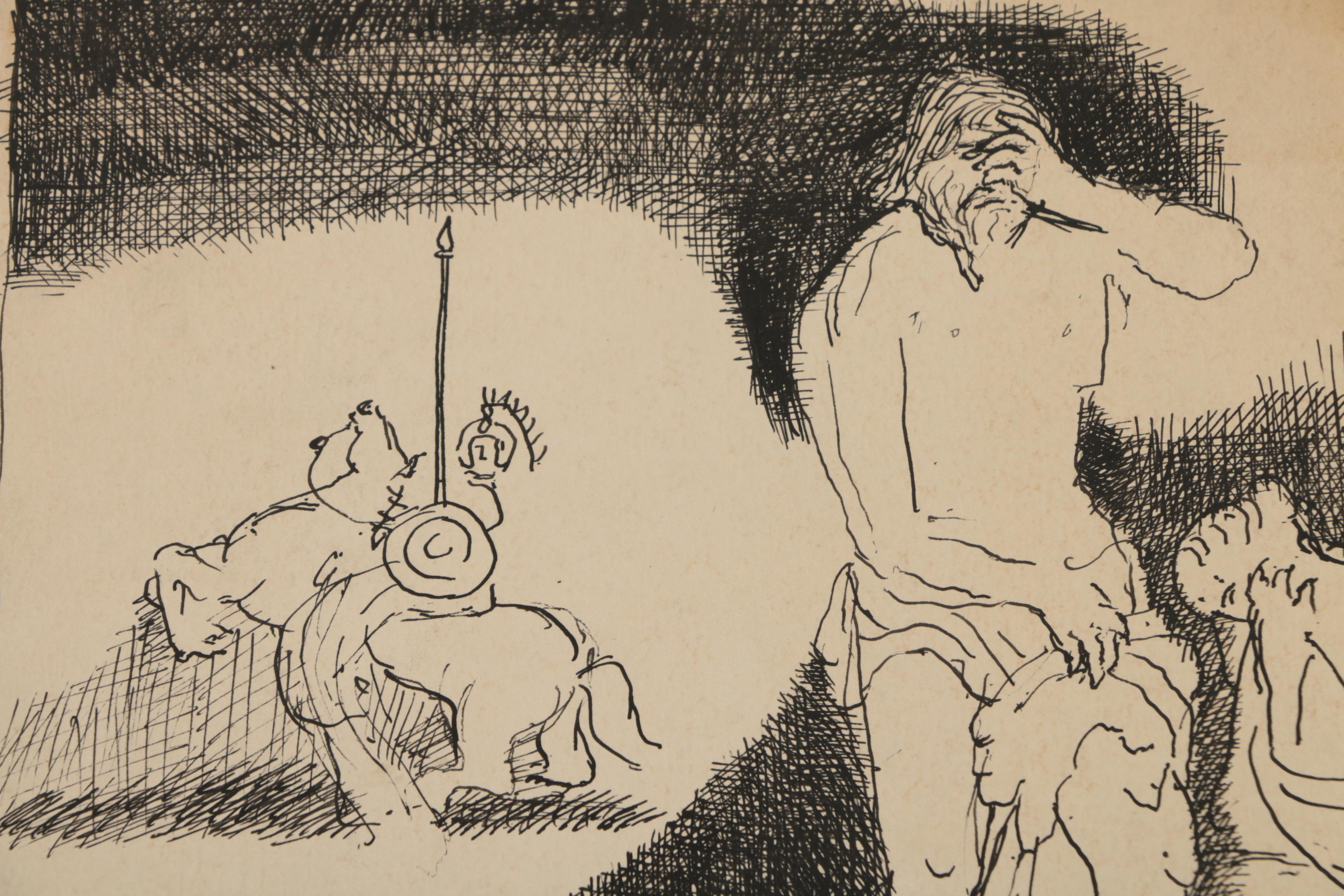 Collection of Ink and Graphite Drawings Featuring Henry C. Meyer