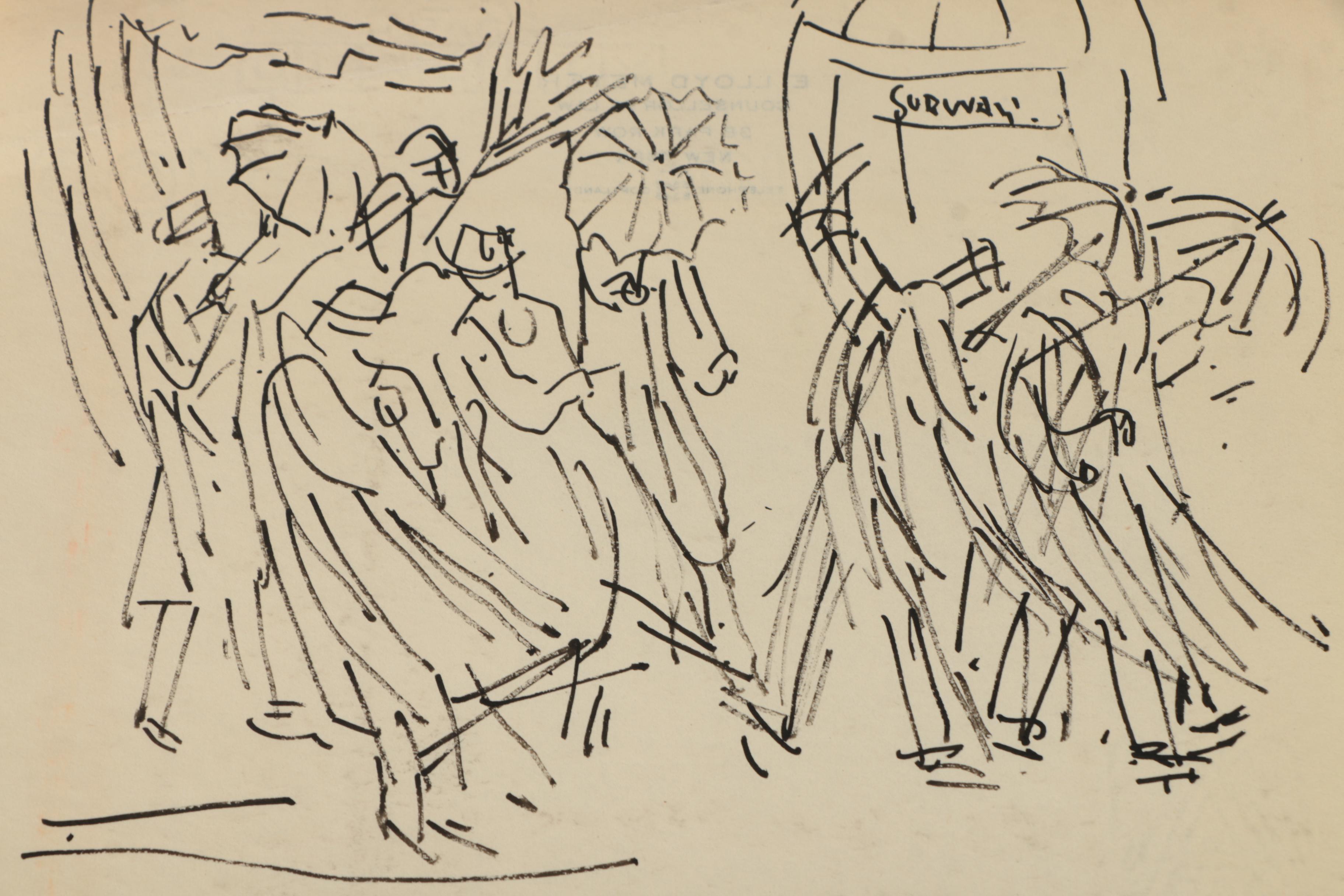 Collection of Ink and Graphite Drawings Featuring Henry C. Meyer