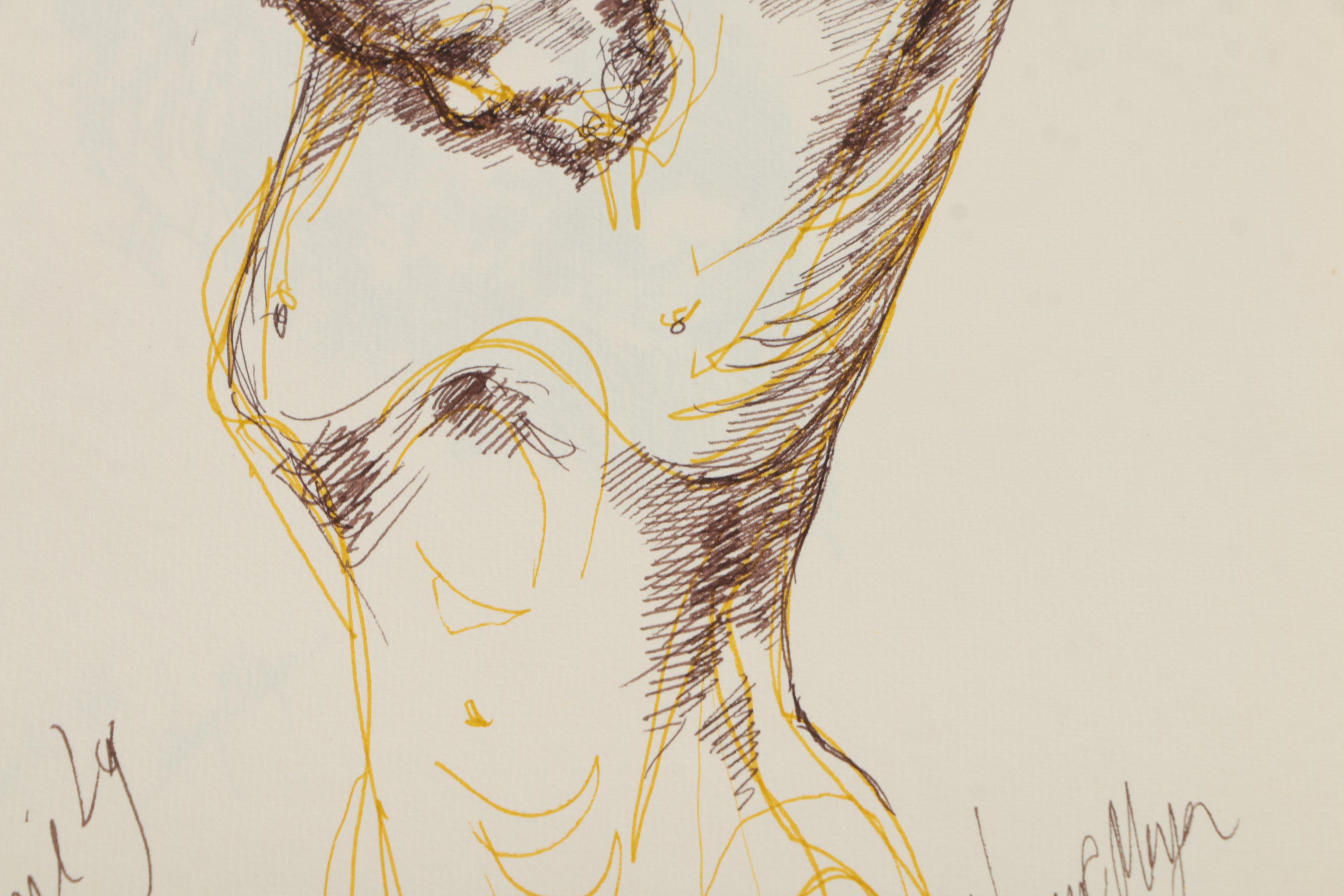 Henry C. Meyer 1960s Ink Sketches on Paper of Christ on the Cross