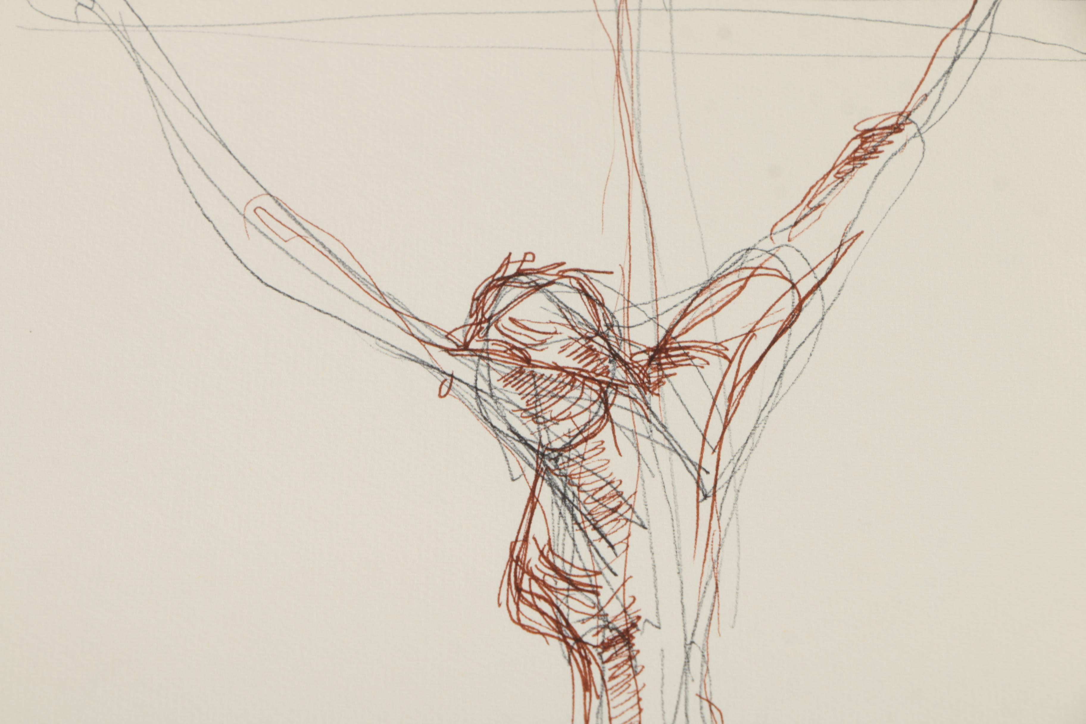 Henry C. Meyer 1960s Ink Sketches on Paper of Christ on the Cross
