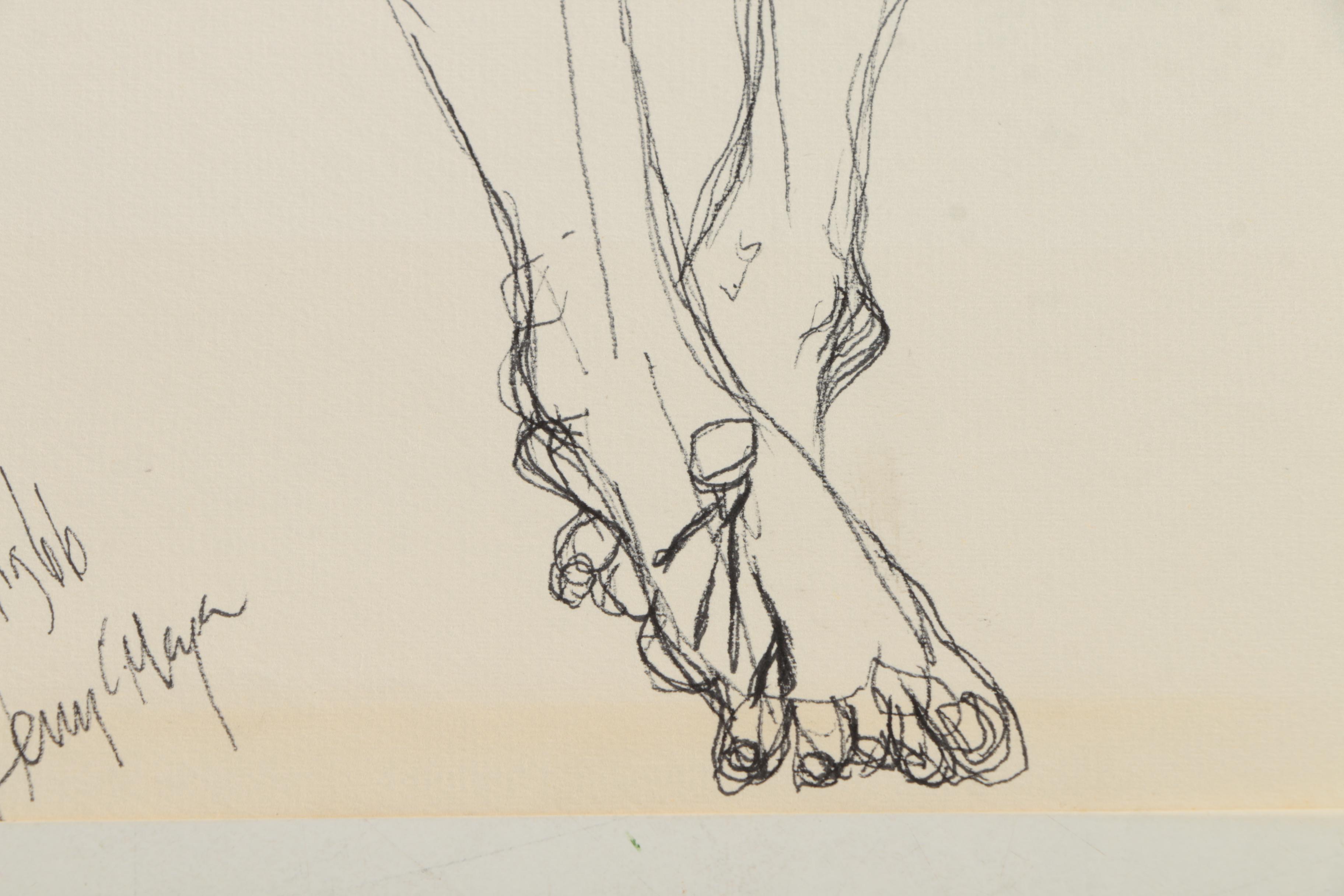 Henry C. Meyer 1960s Ink Sketches on Paper of Christ on the Cross