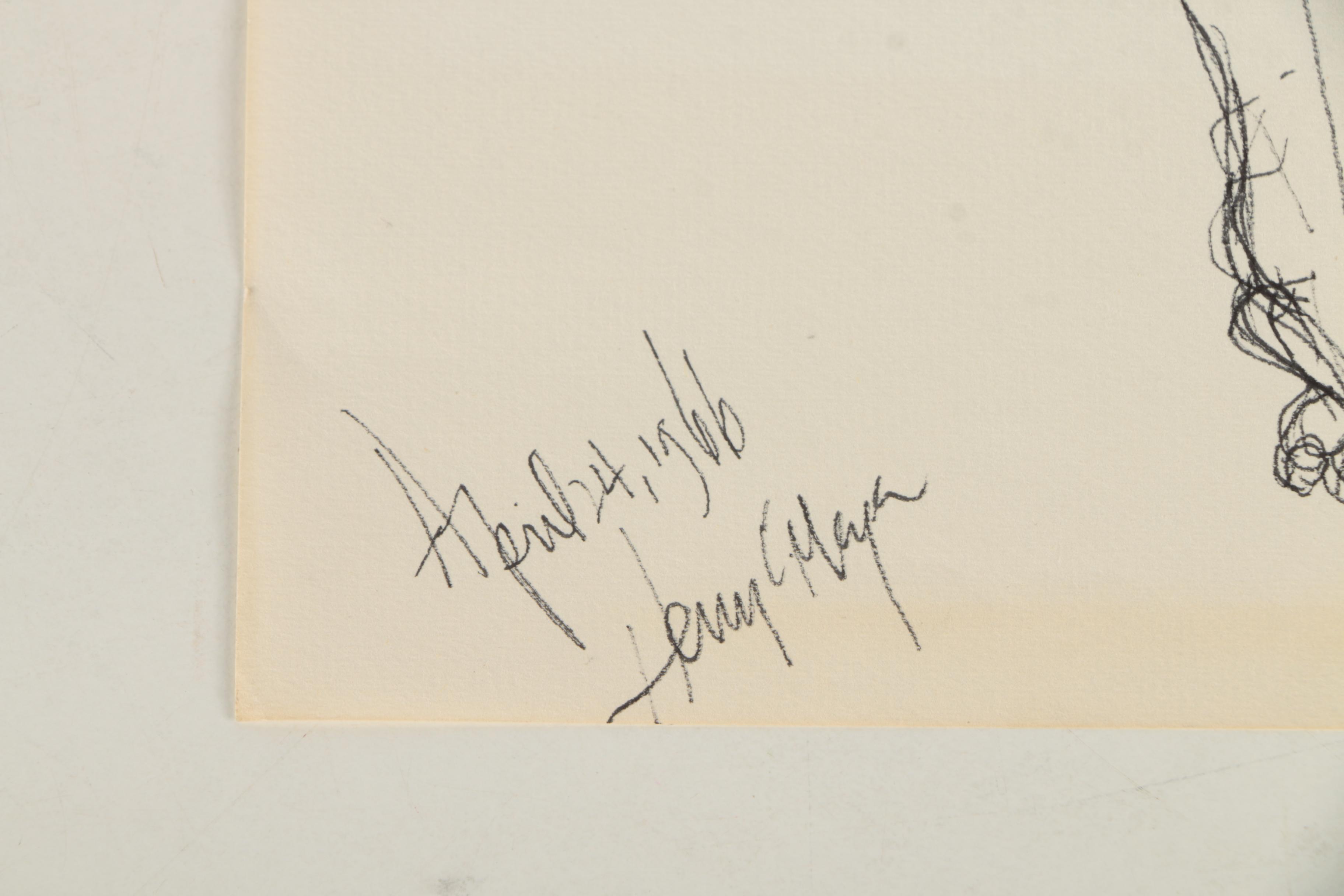 Henry C. Meyer 1960s Ink Sketches on Paper of Christ on the Cross